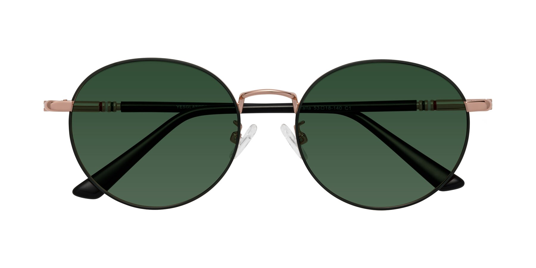 Folded Front of Talla in Black-Gold with Green Tinted Lenses