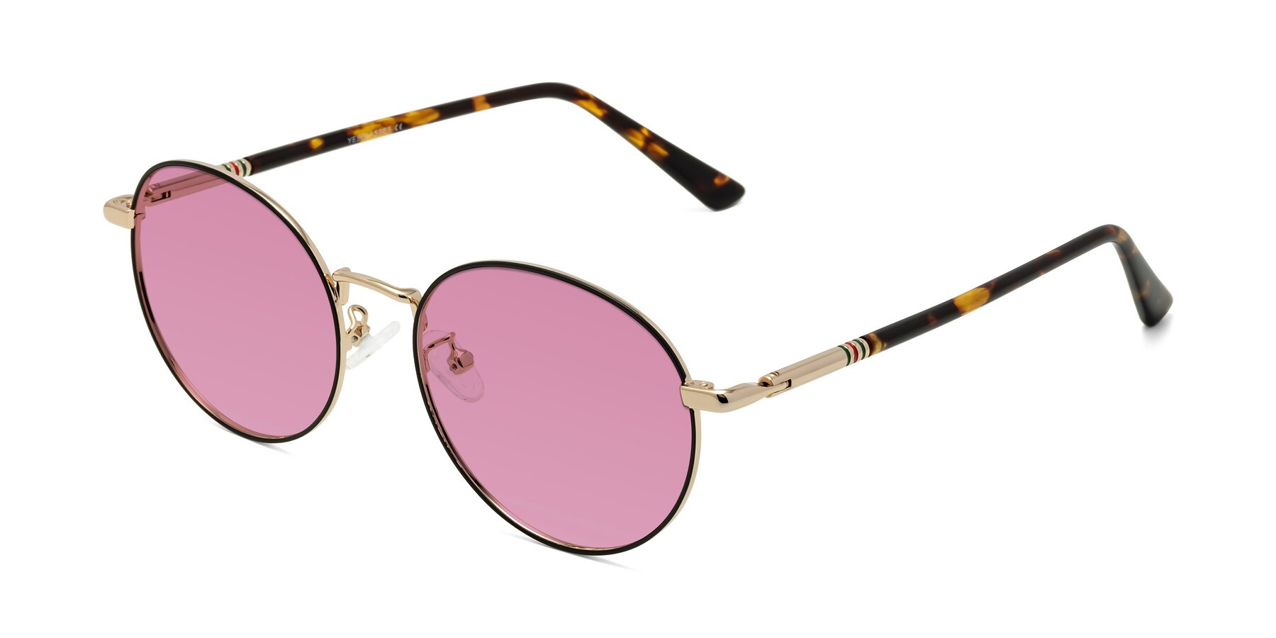 Angle of Talla in Black-Gold with Medium Wine Tinted Lenses