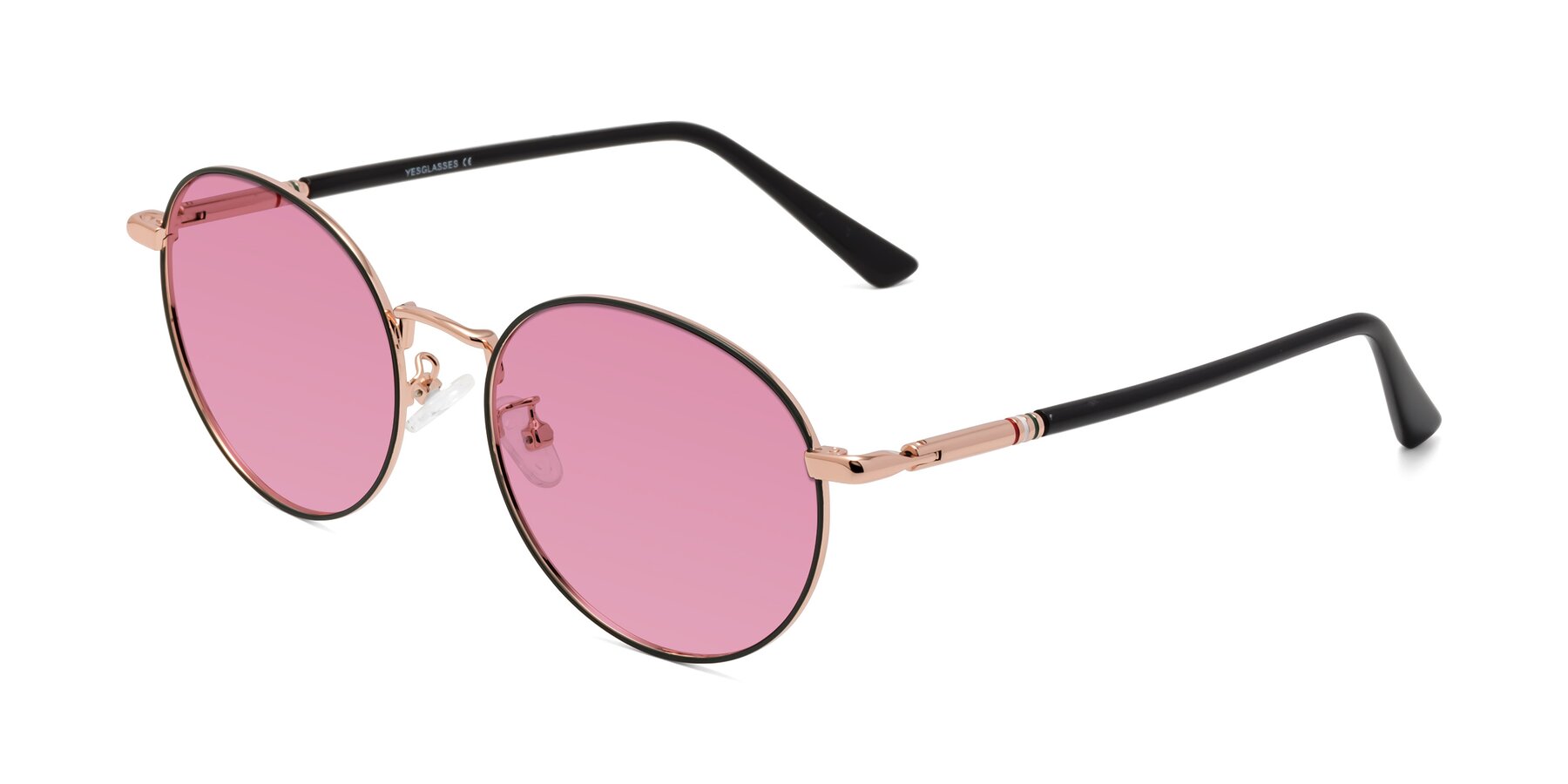 Angle of Talla in Black-Gold with Medium Wine Tinted Lenses