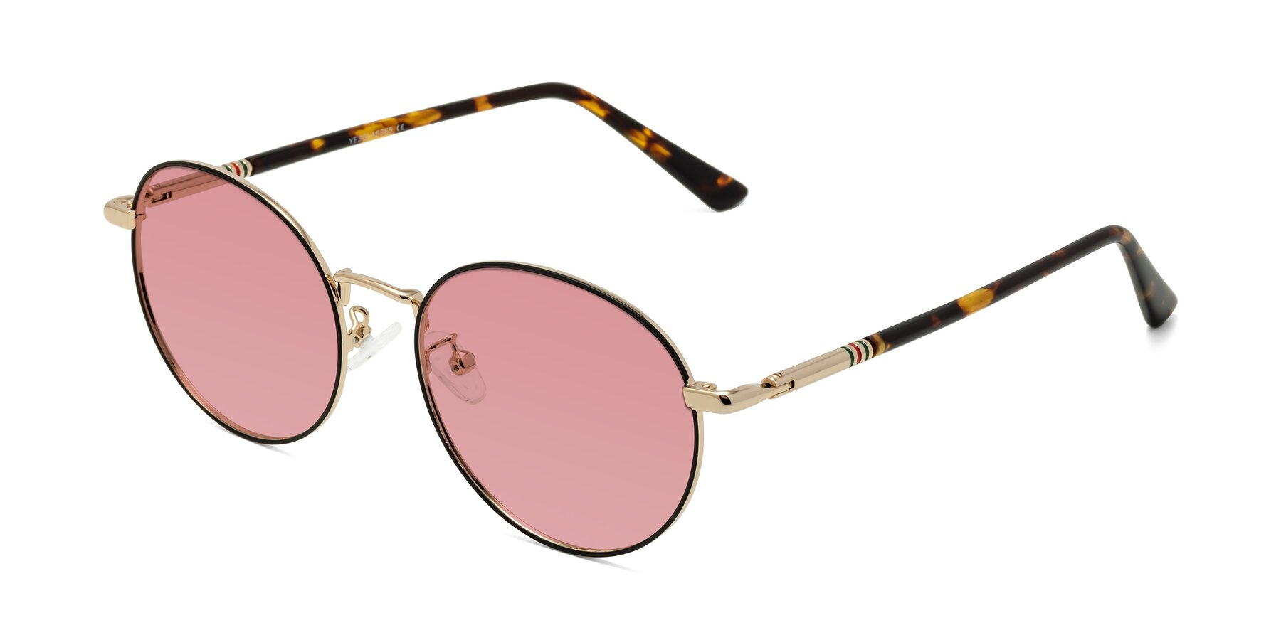 Angle of Talla in Black-Gold with Medium Garnet Tinted Lenses