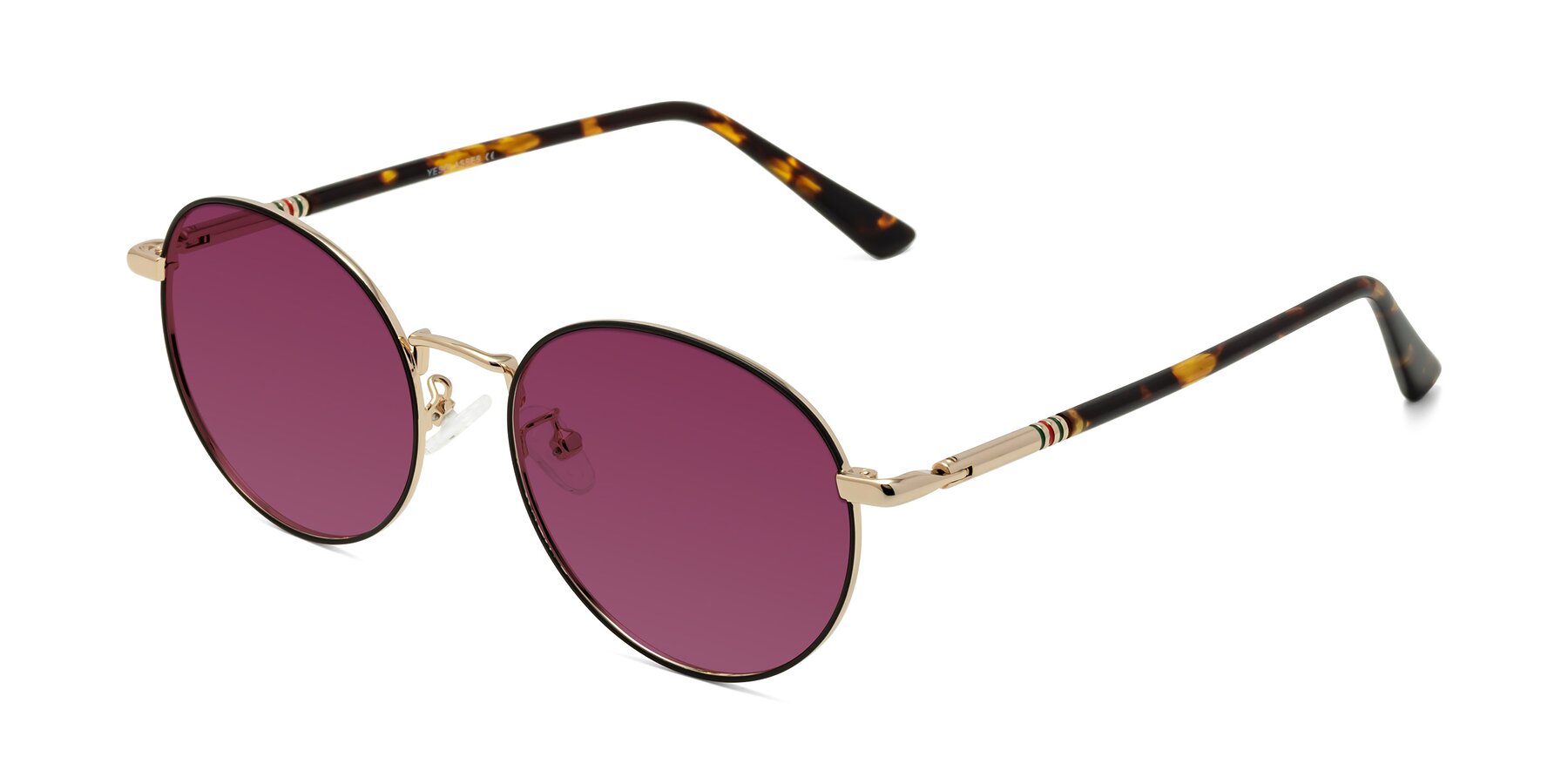 Angle of Talla in Black-Gold with Wine Tinted Lenses