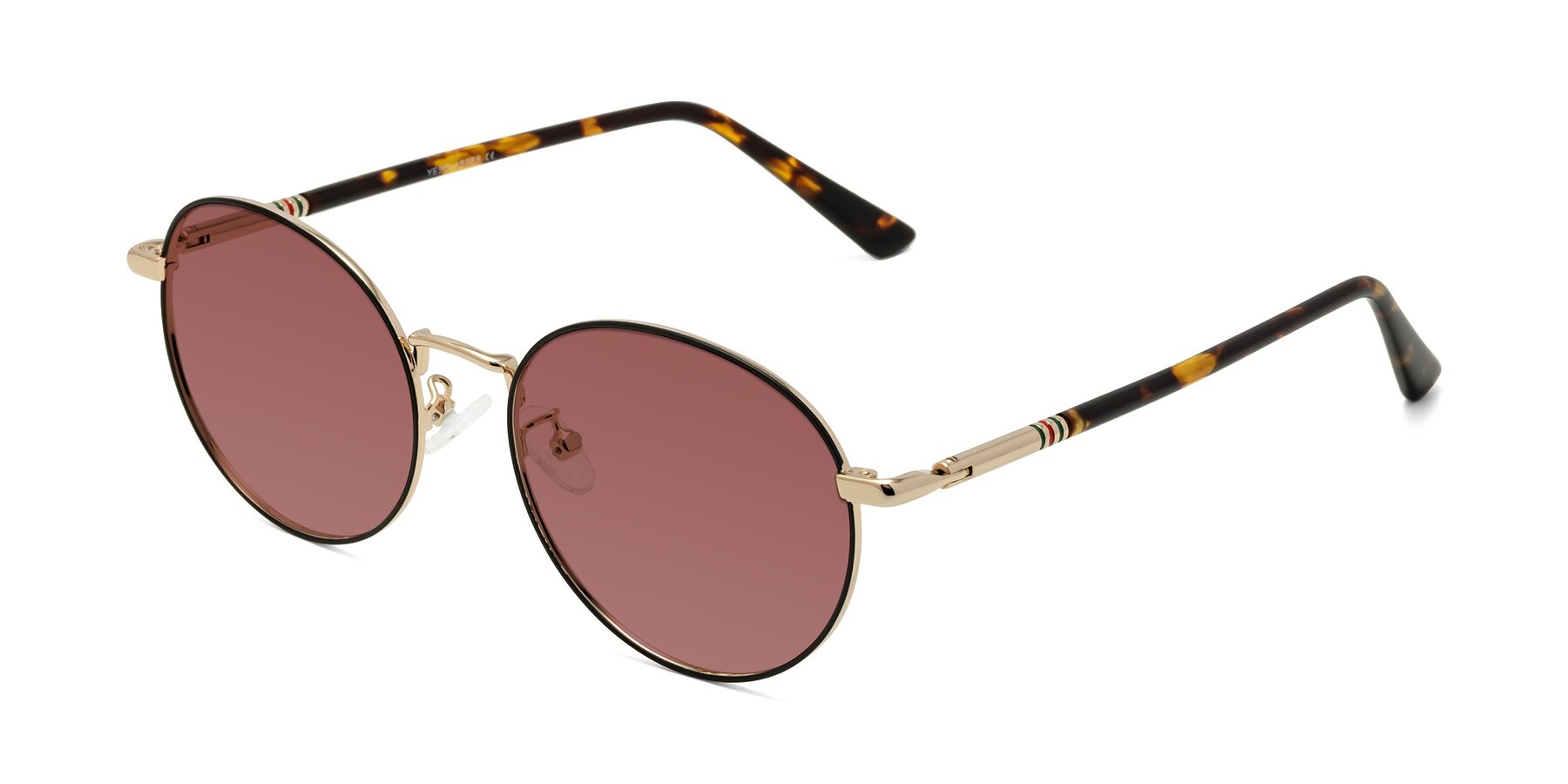 Angle of Talla in Black-Gold with Garnet Tinted Lenses