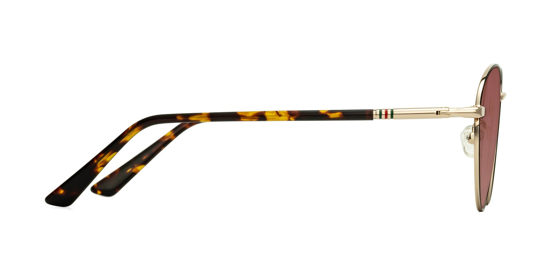 Side of Talla in Black-Gold with Garnet Tinted Lenses