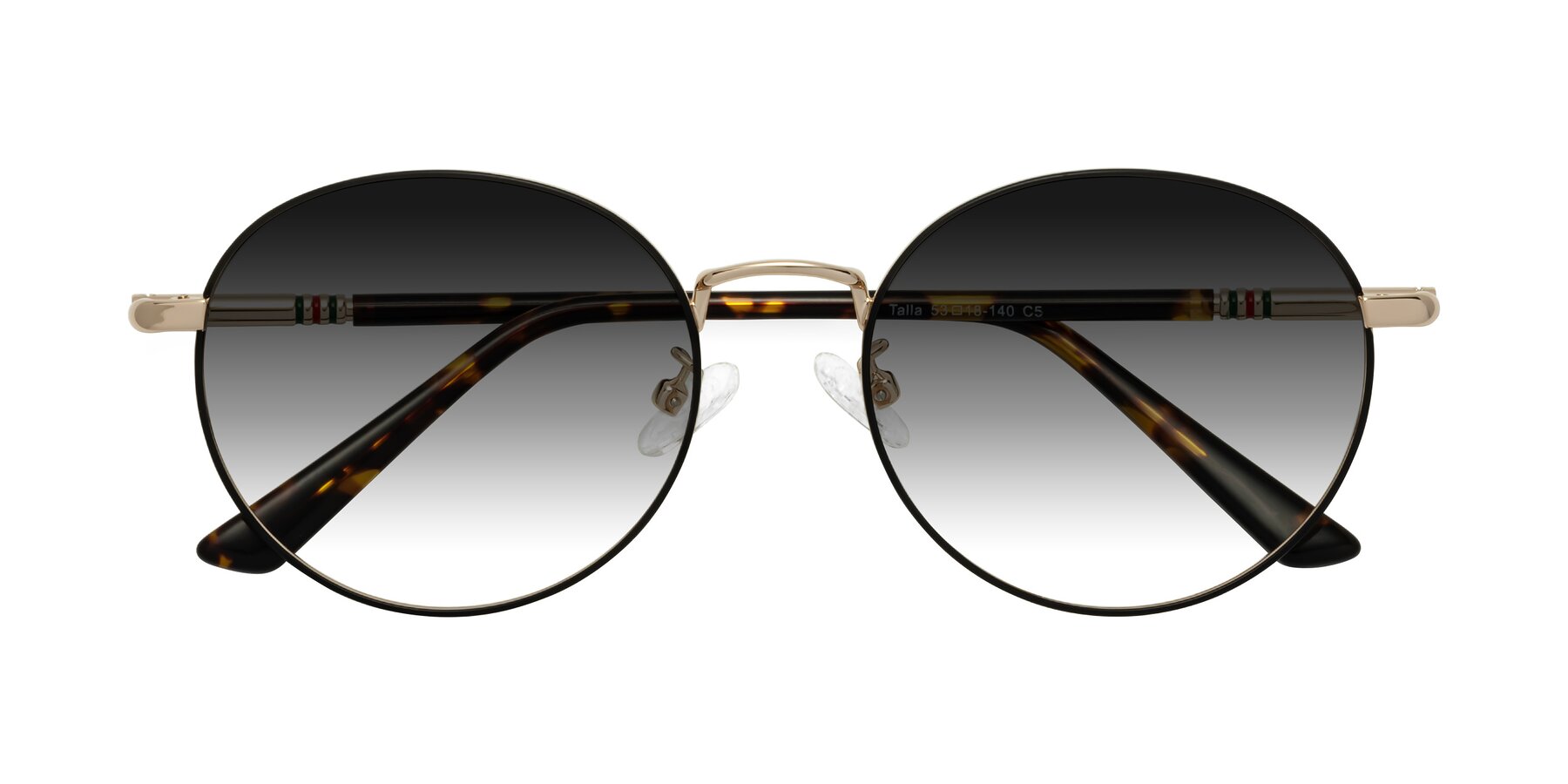 Folded Front of Talla in Black-Gold with Gray Gradient Lenses