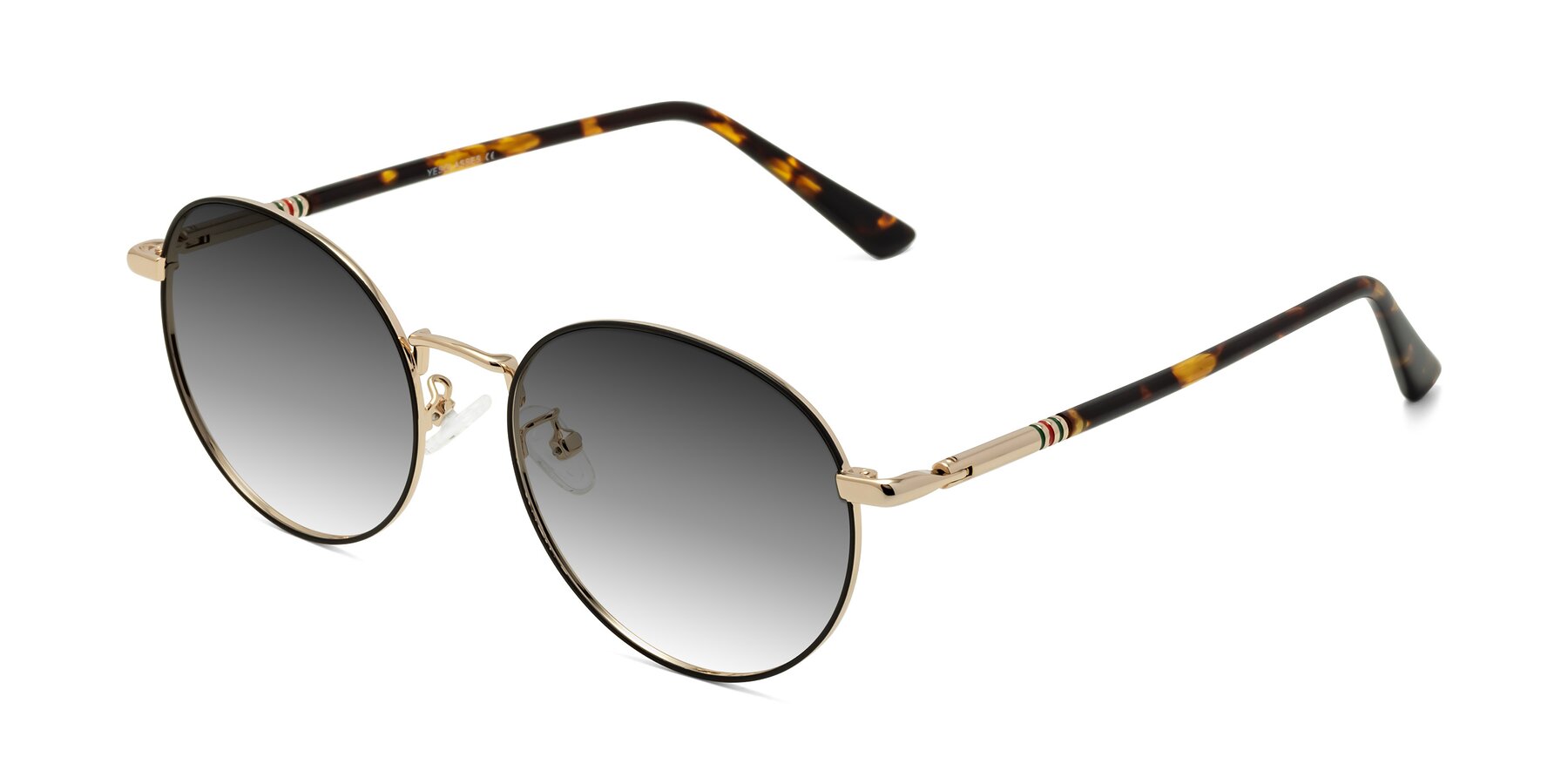 Angle of Talla in Black-Gold with Gray Gradient Lenses