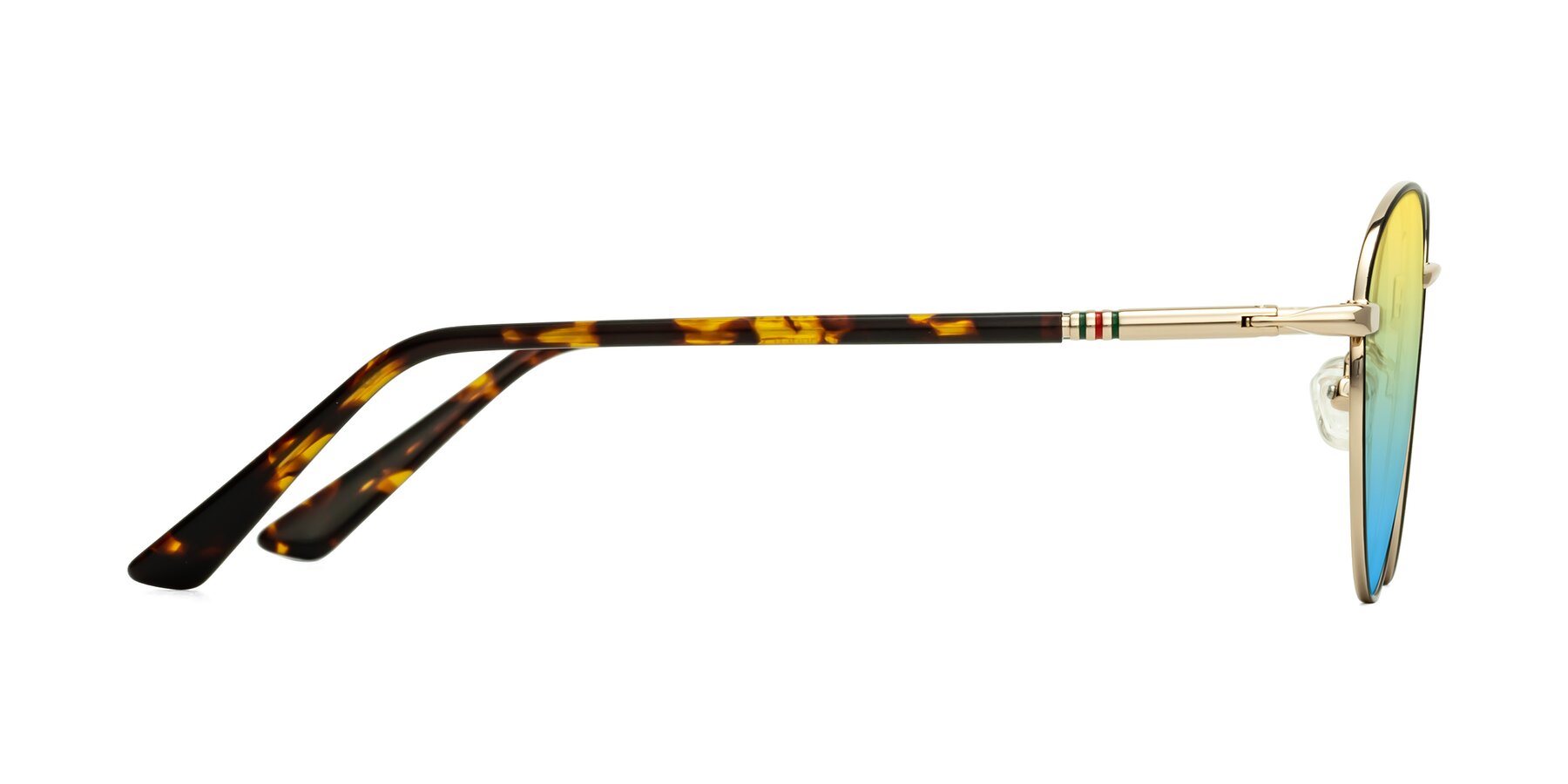 Side of Talla in Black-Gold with Yellow / Blue Gradient Lenses