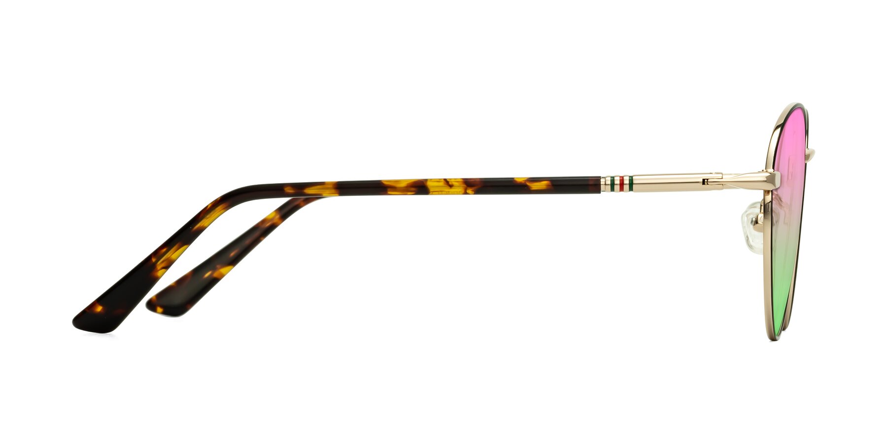 Side of Talla in Black-Gold with Pink / Green Gradient Lenses