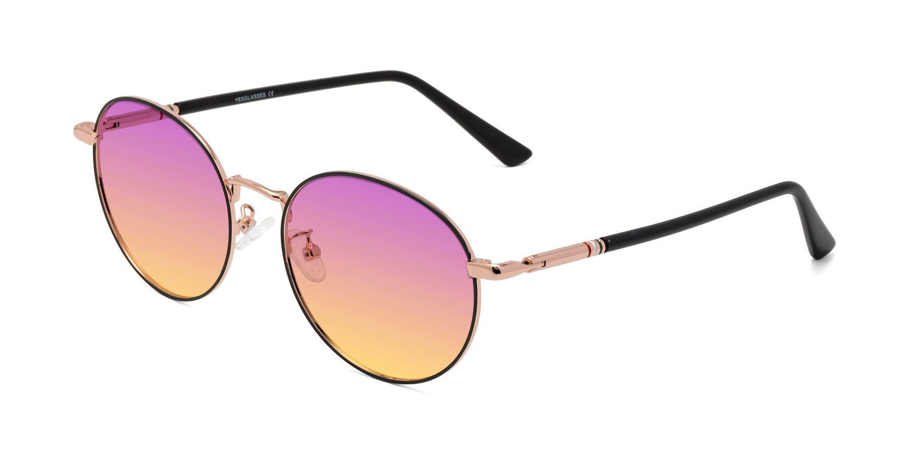 Angle of Talla in Black-Gold with Purple / Yellow Gradient Lenses