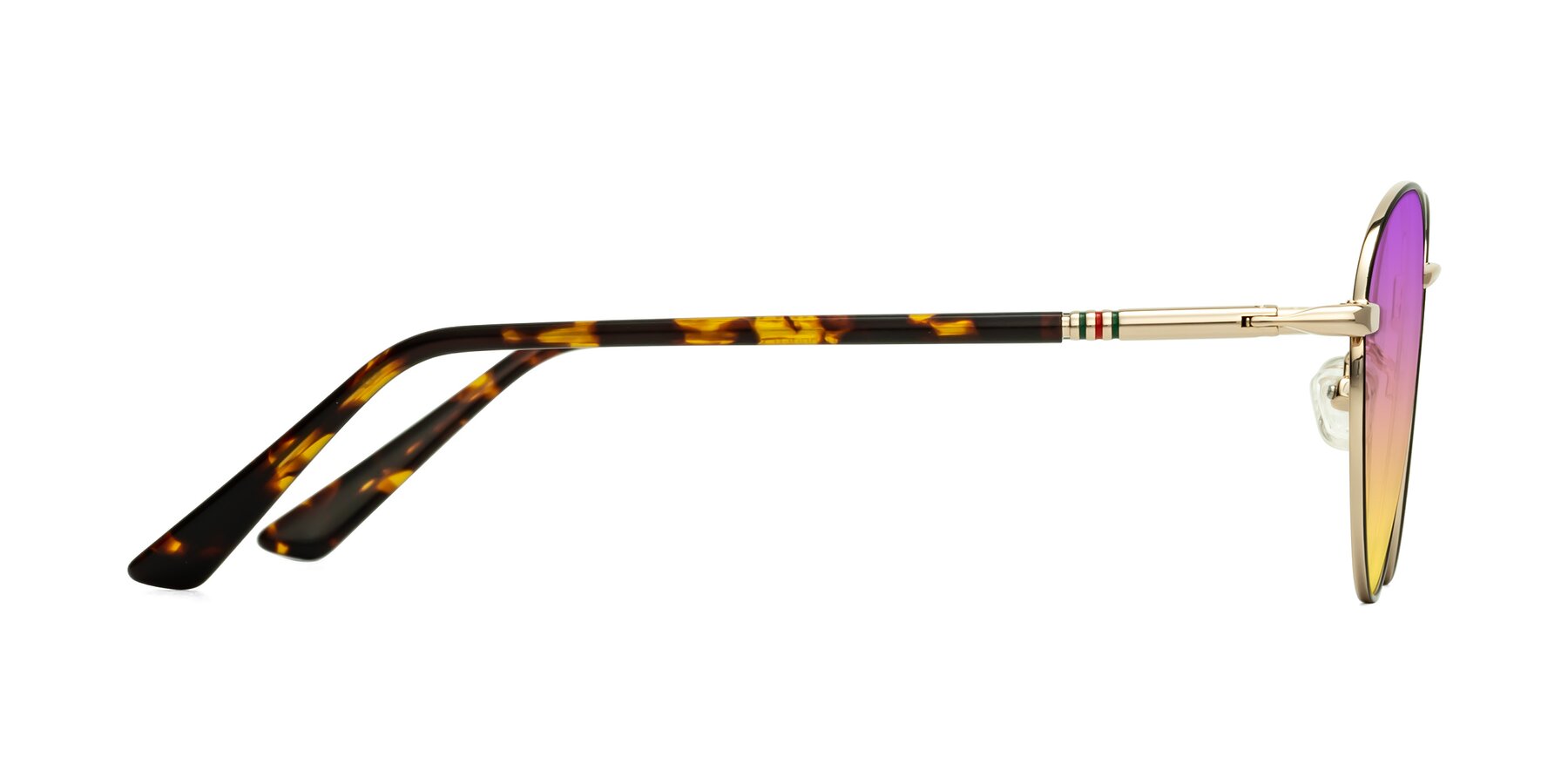 Side of Talla in Black-Gold with Purple / Yellow Gradient Lenses