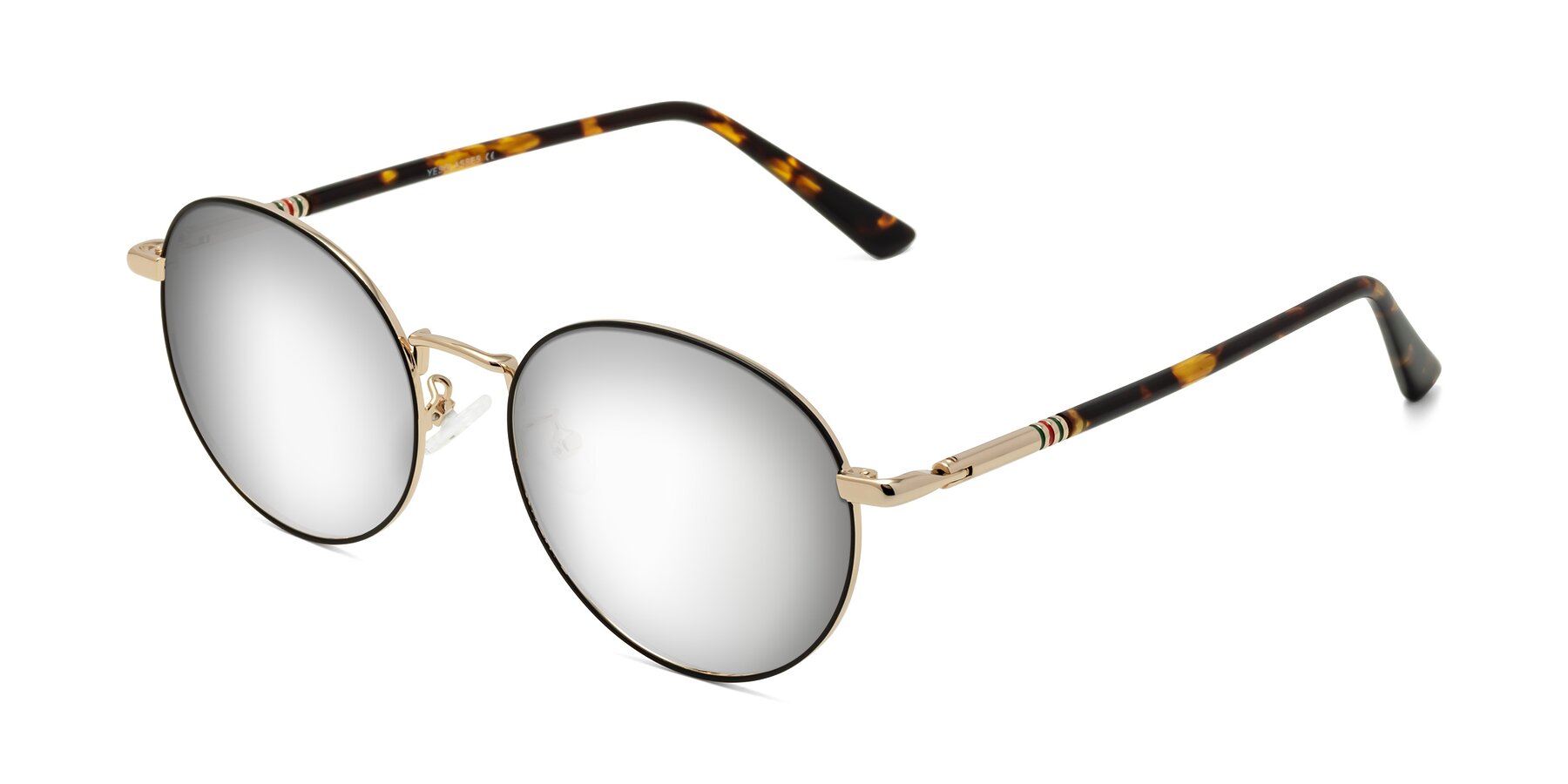 Angle of Talla in Black-Gold with Silver Mirrored Lenses