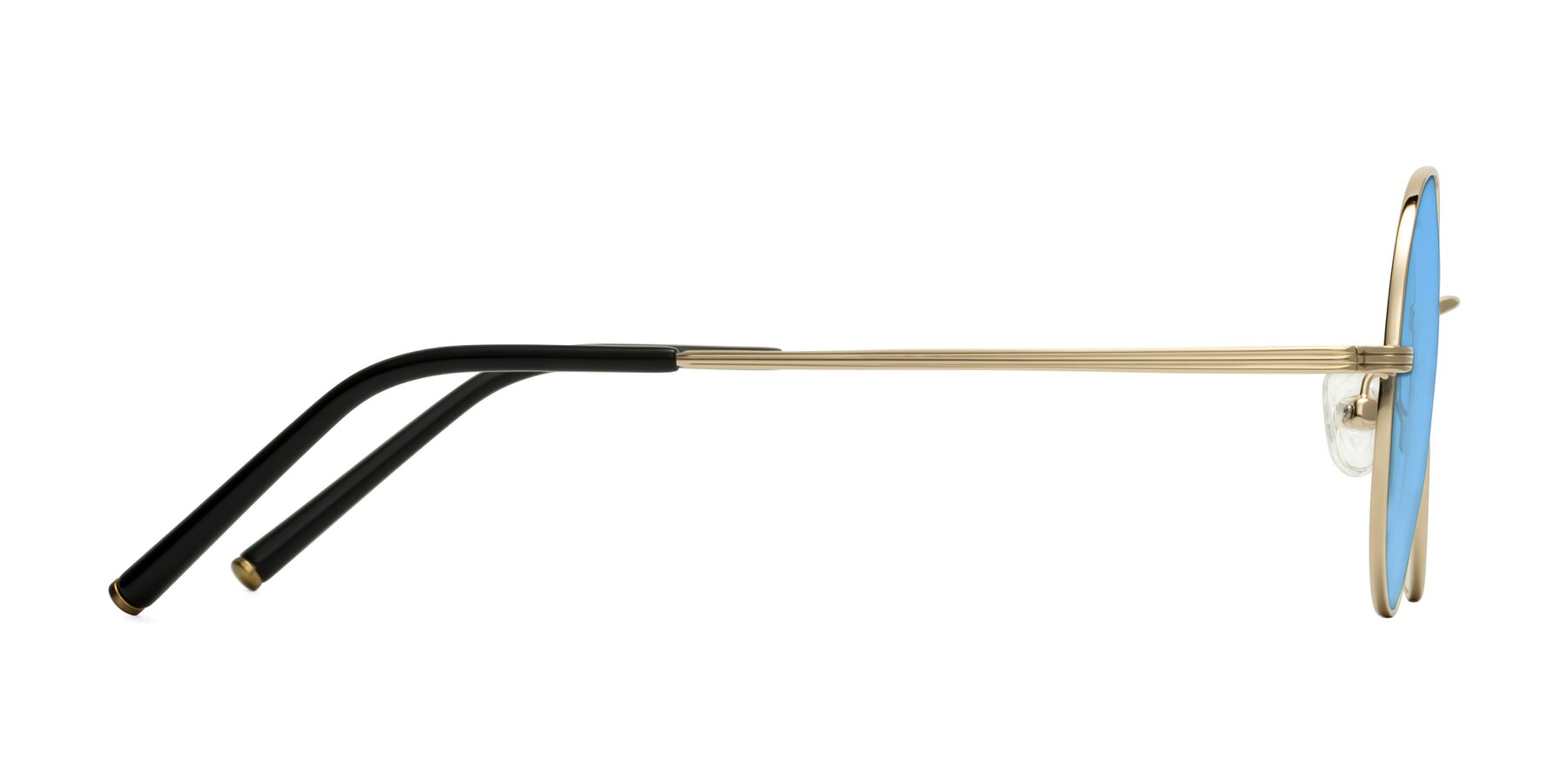 Side of Sword in Light Gold with Medium Blue Tinted Lenses