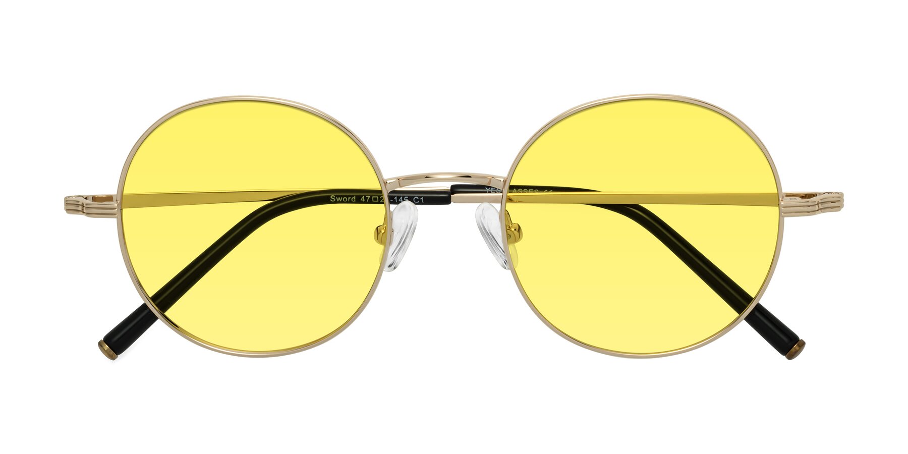 Folded Front of Sword in Light Gold with Medium Yellow Tinted Lenses