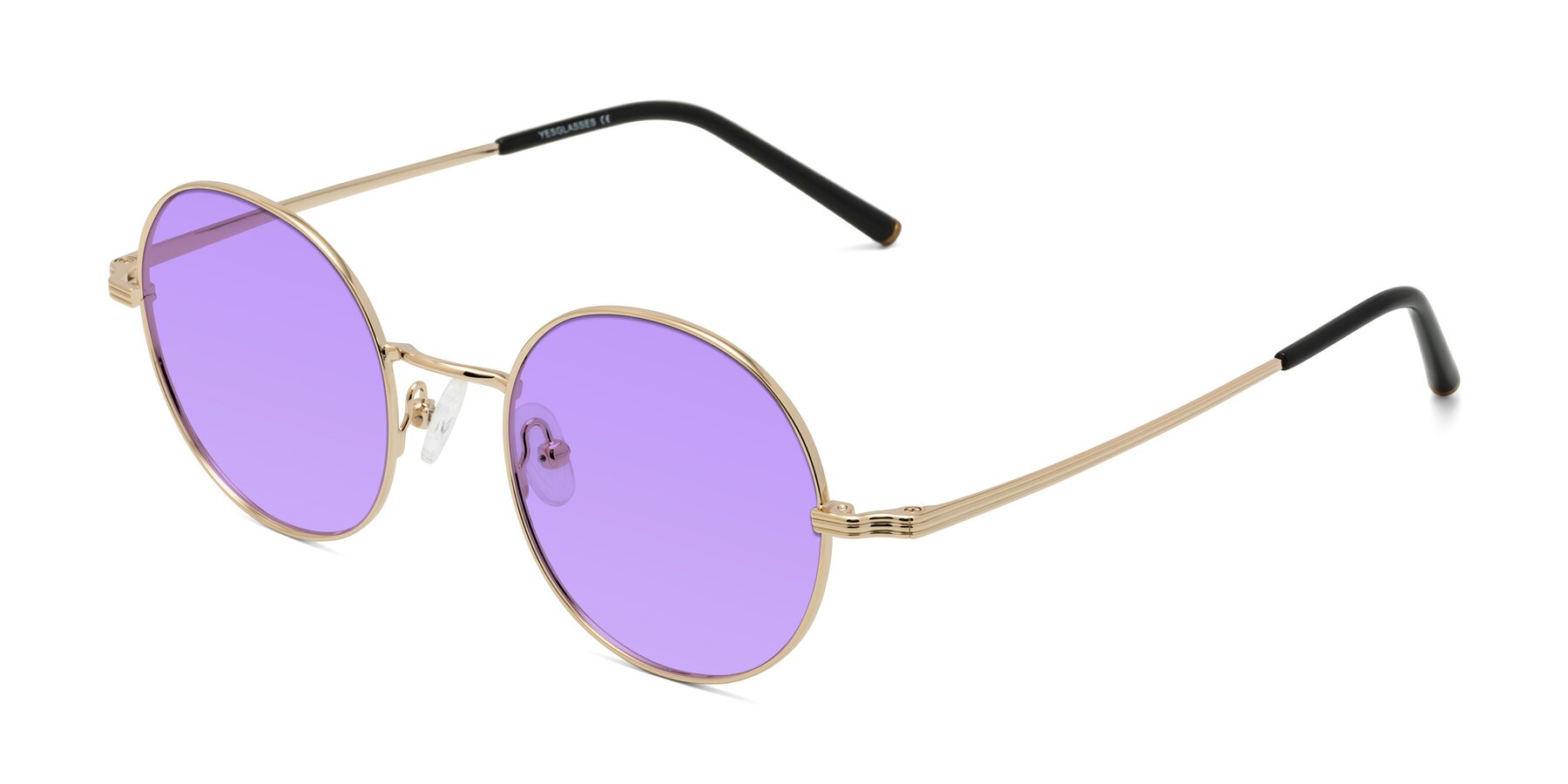 Angle of Sword in Light Gold with Medium Purple Tinted Lenses