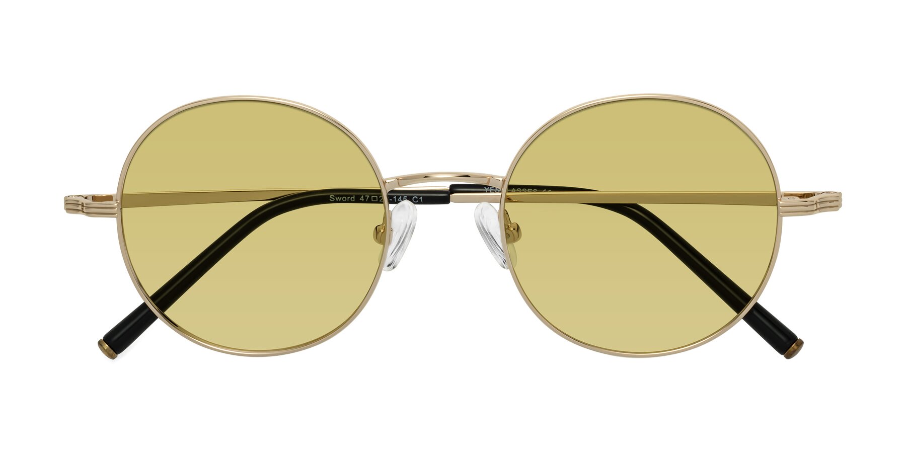 Folded Front of Sword in Light Gold with Medium Champagne Tinted Lenses