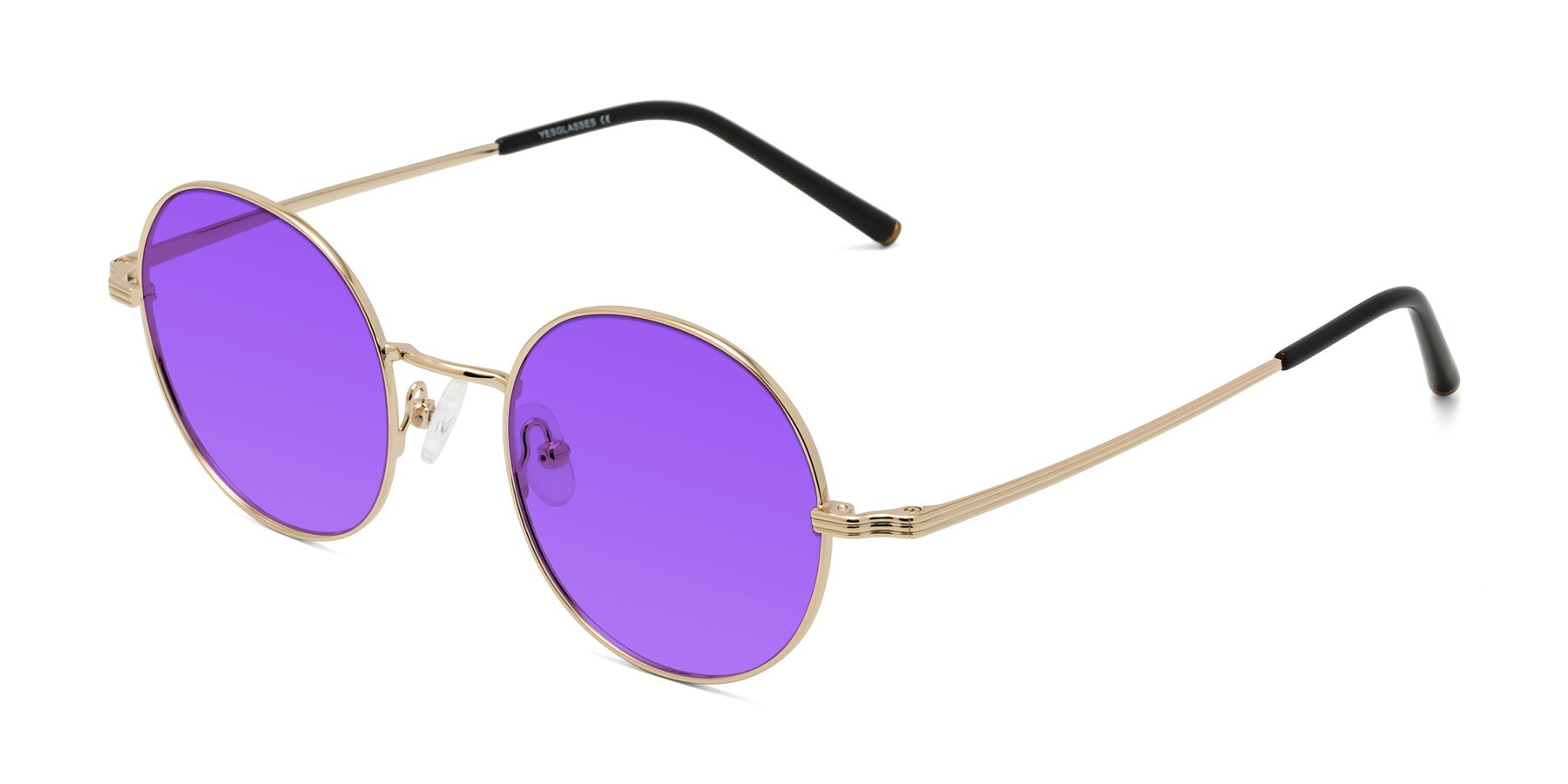 Angle of Sword in Light Gold with Purple Tinted Lenses