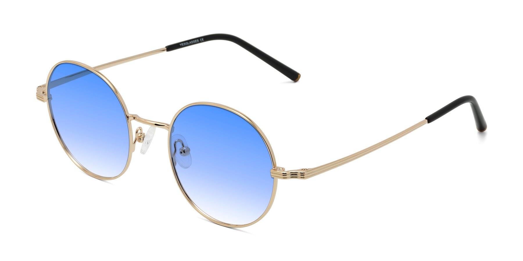 Angle of Sword in Light Gold with Blue Gradient Lenses