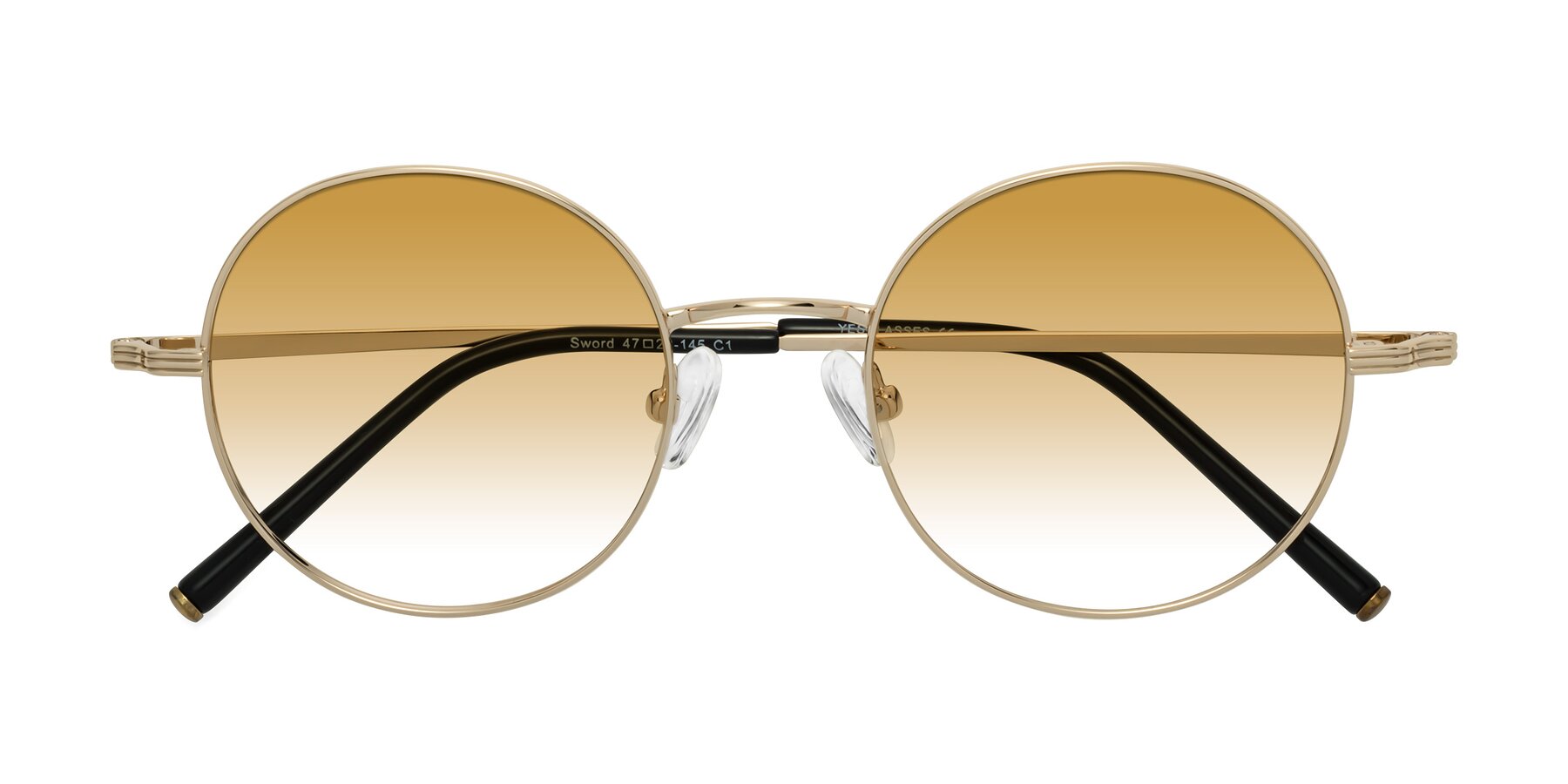 Folded Front of Sword in Light Gold with Champagne Gradient Lenses