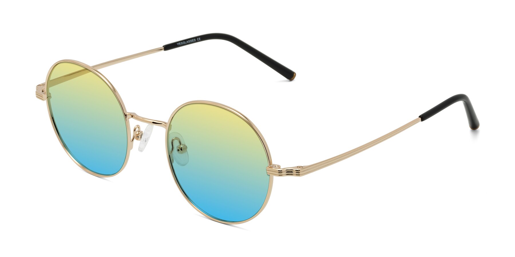 Angle of Sword in Light Gold with Yellow / Blue Gradient Lenses