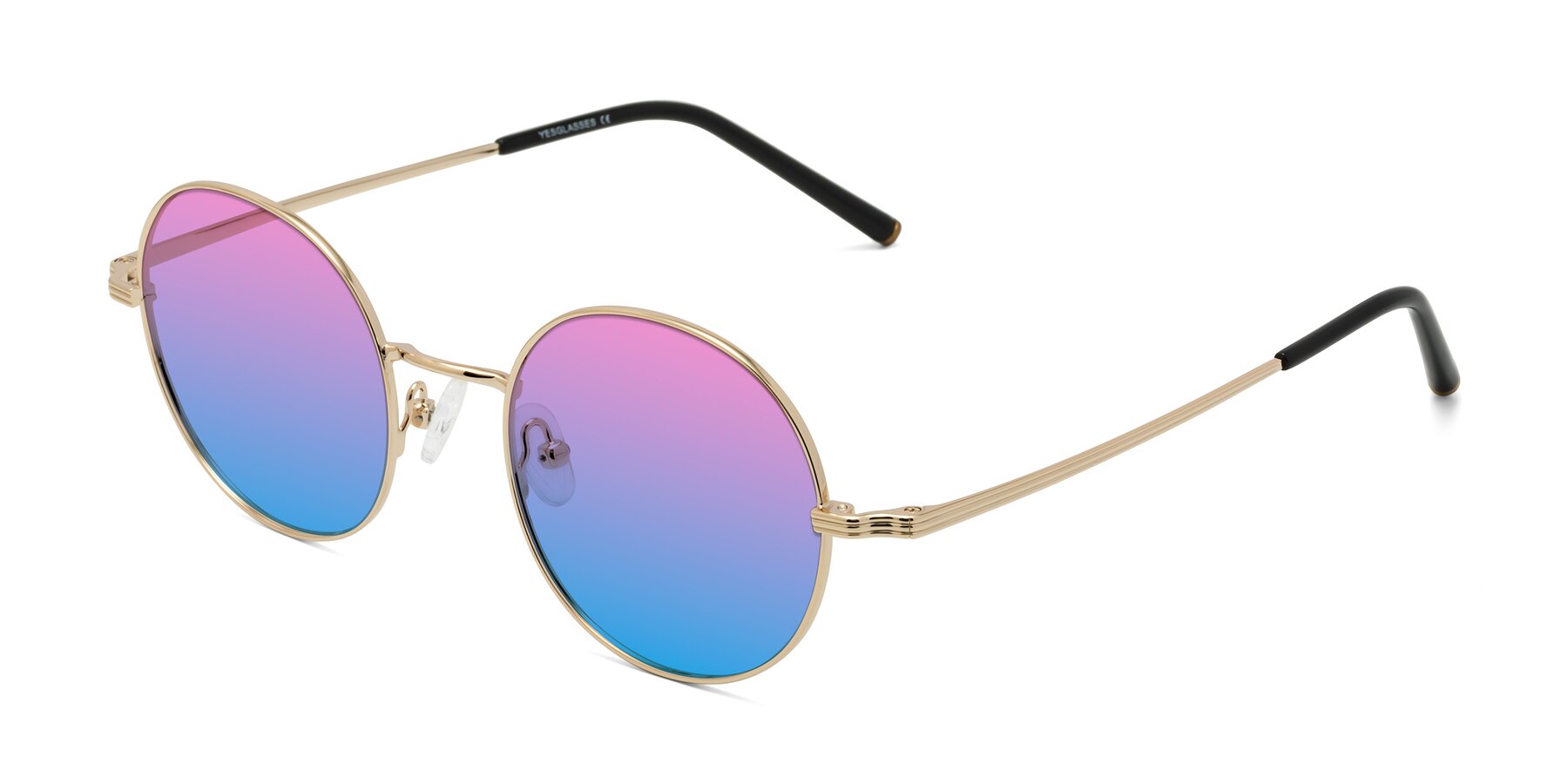 Angle of Sword in Light Gold with Pink / Blue Gradient Lenses