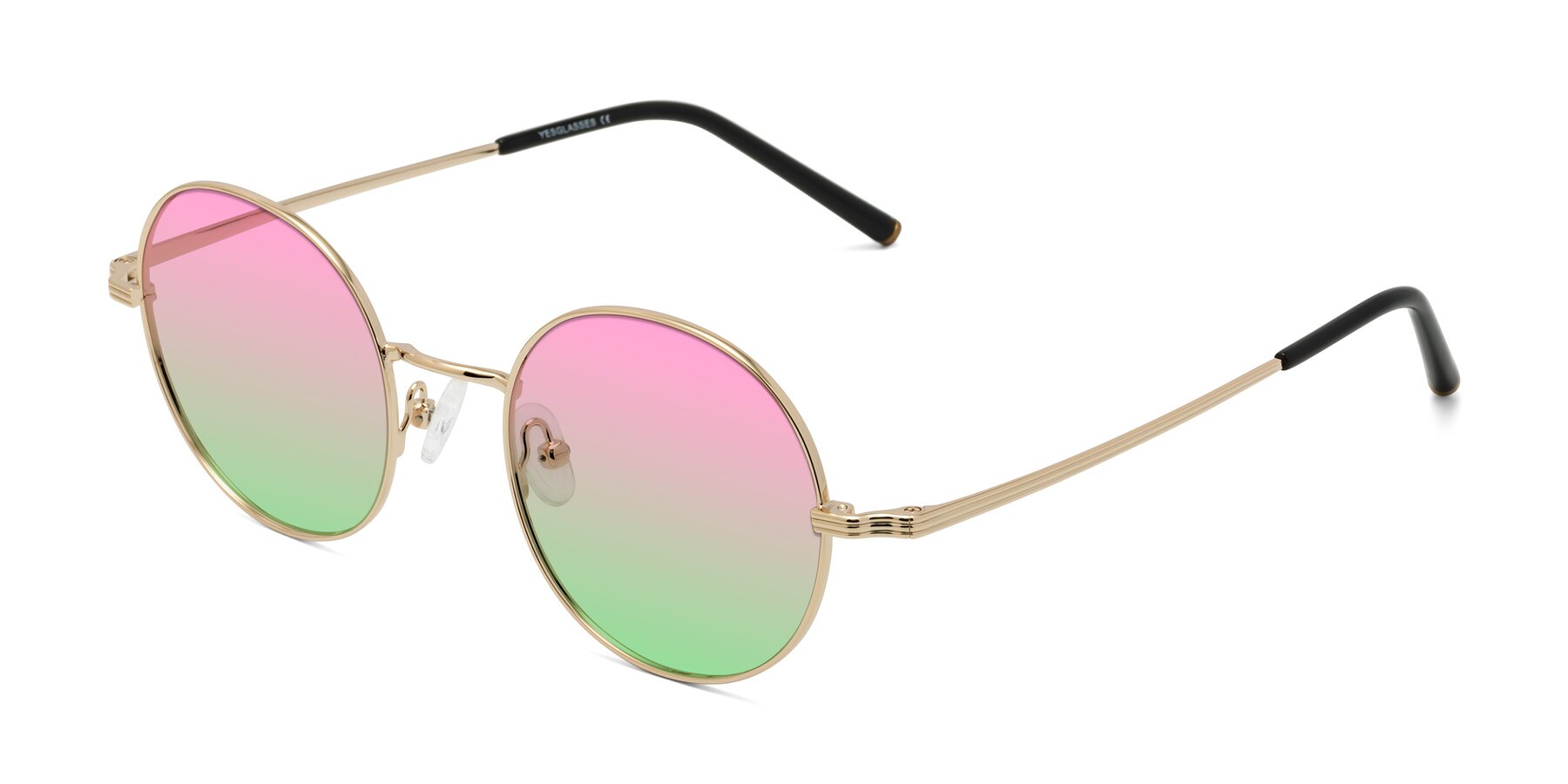 Angle of Sword in Light Gold with Pink / Green Gradient Lenses