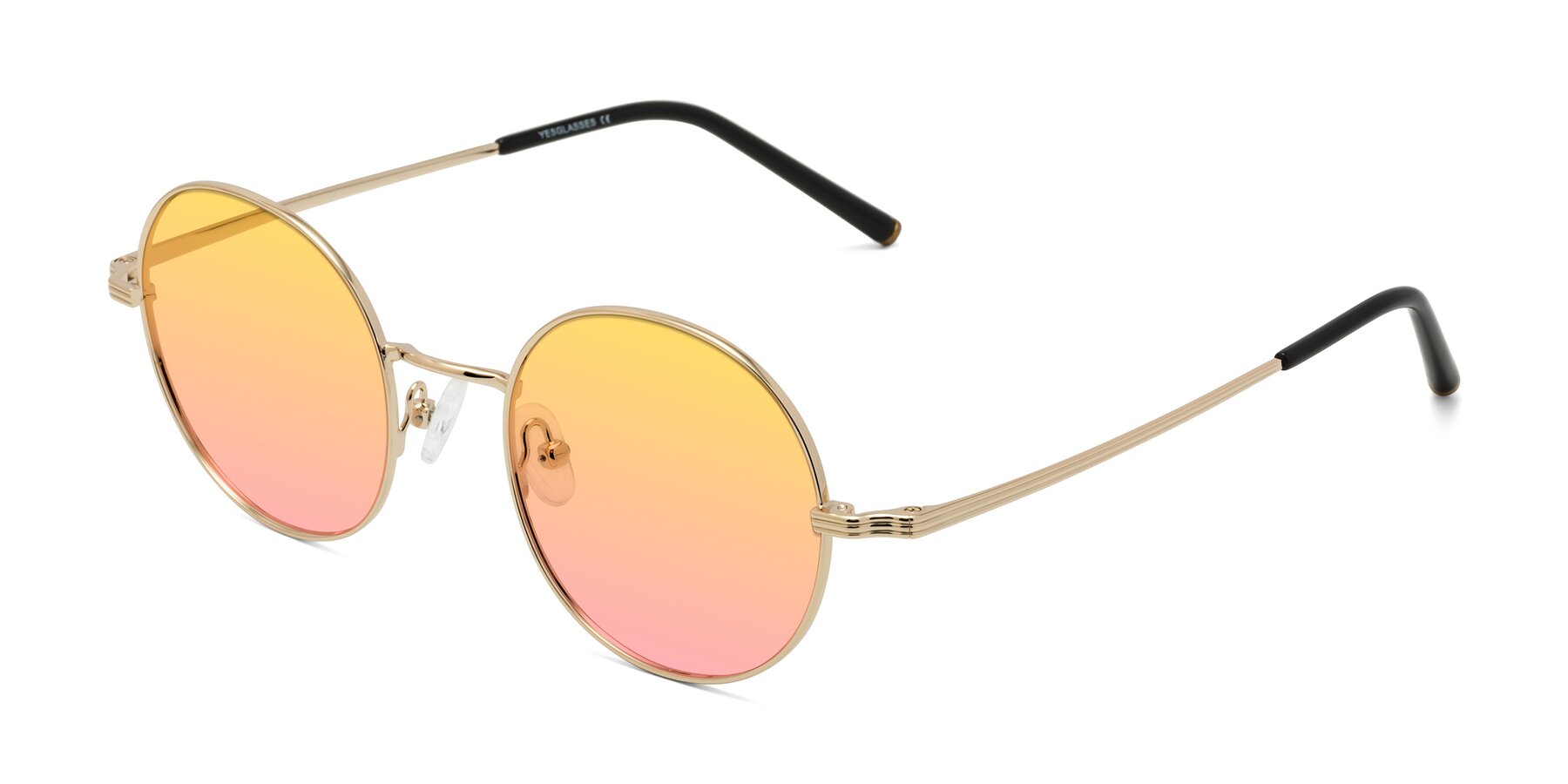 Angle of Sword in Light Gold with Yellow / Pink Gradient Lenses