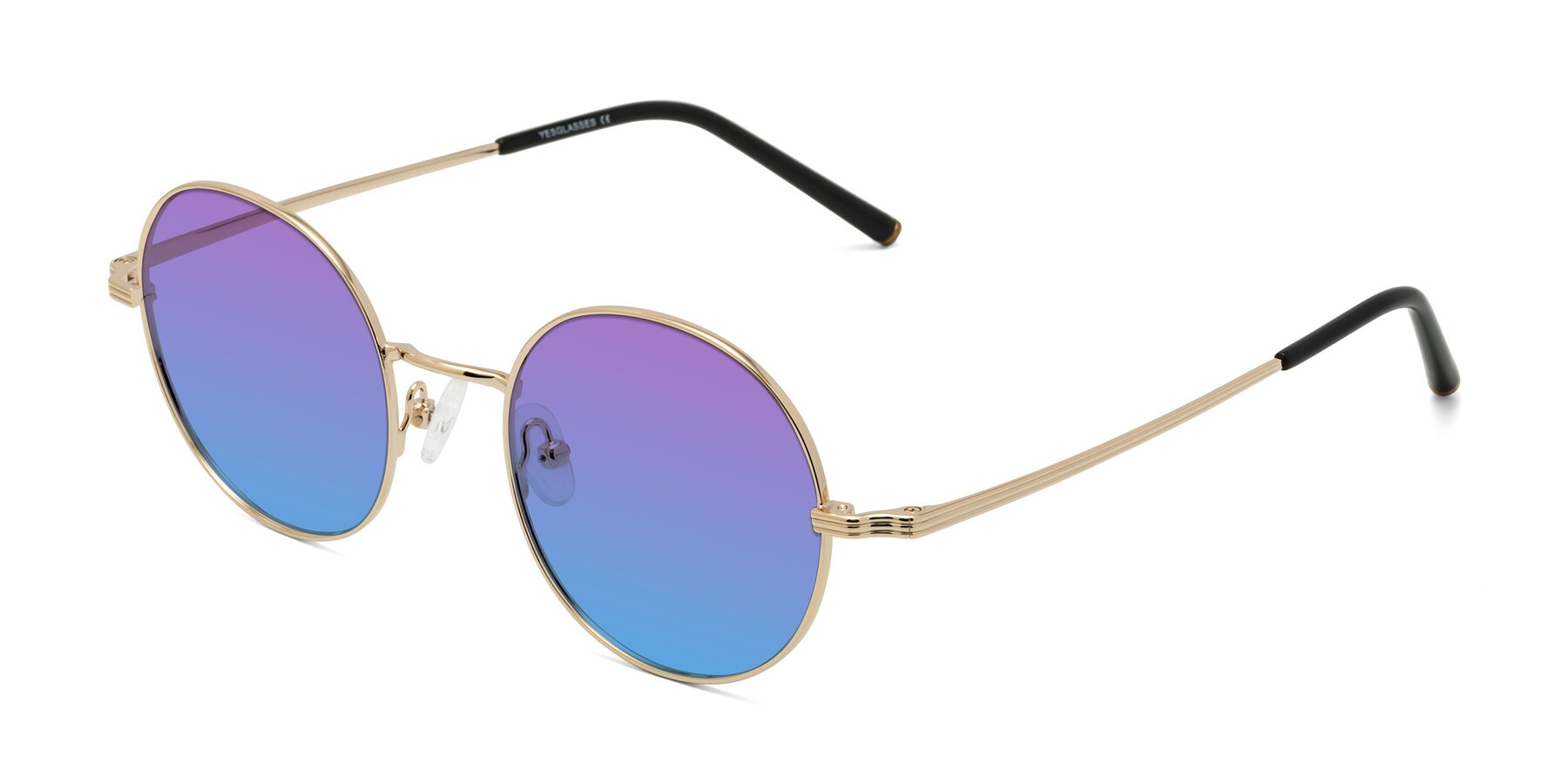 Angle of Sword in Light Gold with Purple / Blue Gradient Lenses