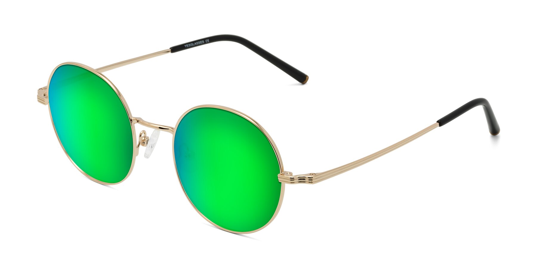 Angle of Sword in Light Gold with Green Mirrored Lenses