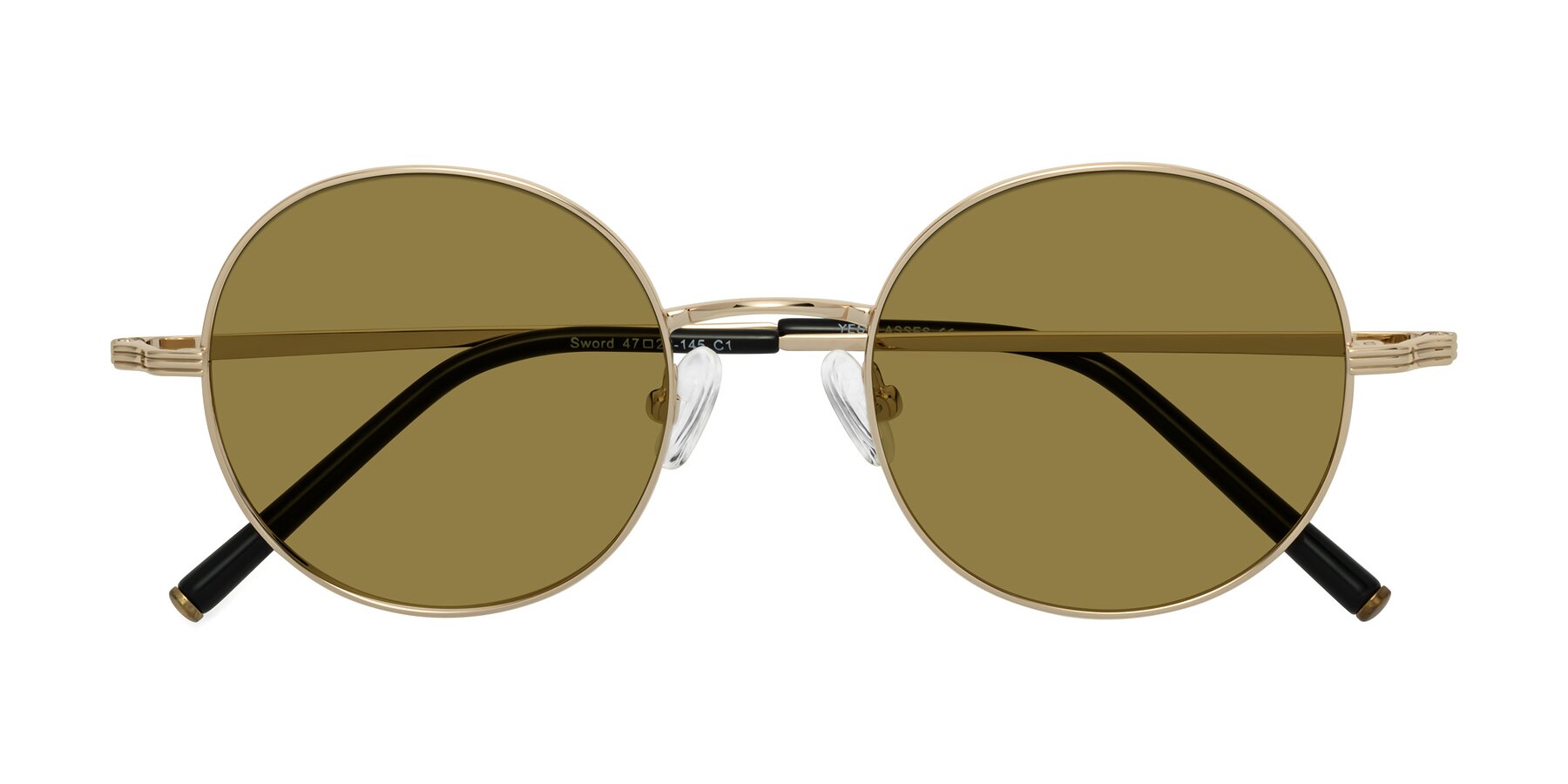 Folded Front of Sword in Light Gold with Brown Polarized Lenses