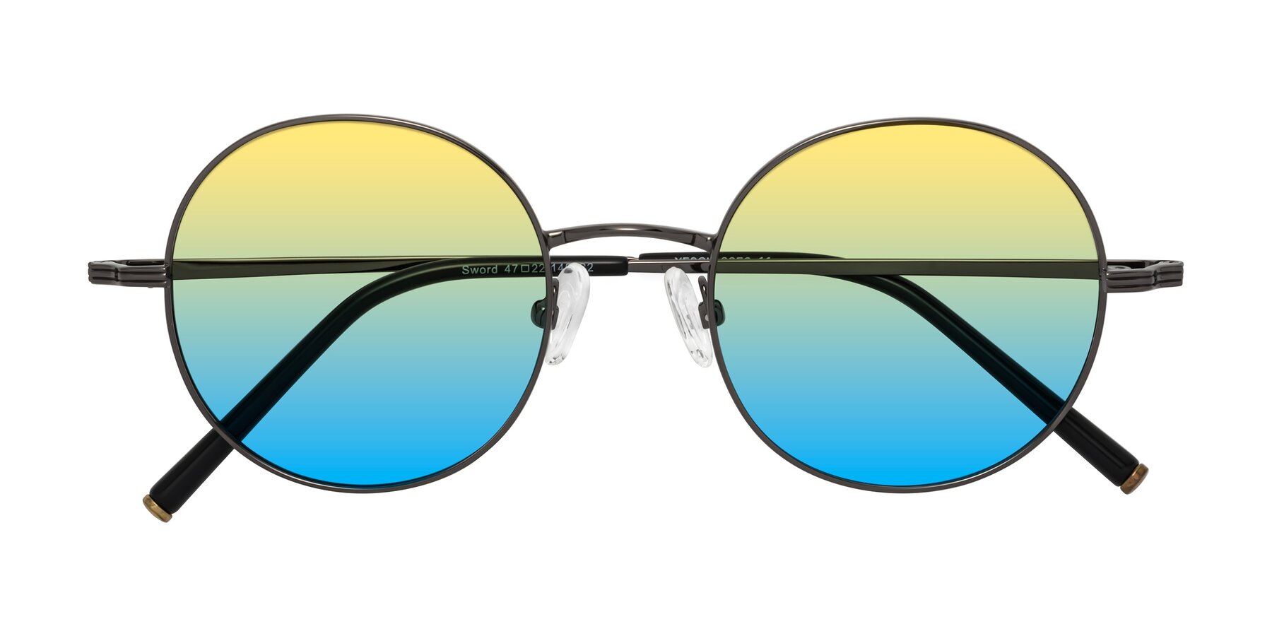 Folded Front of Sword in Gunmetal with Yellow / Blue Gradient Lenses