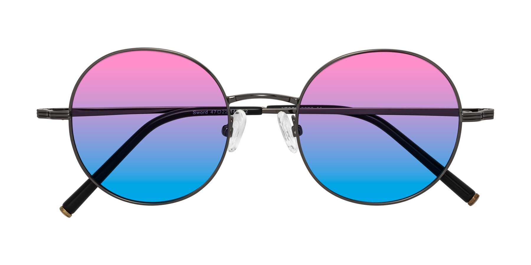 Folded Front of Sword in Gunmetal with Pink / Blue Gradient Lenses