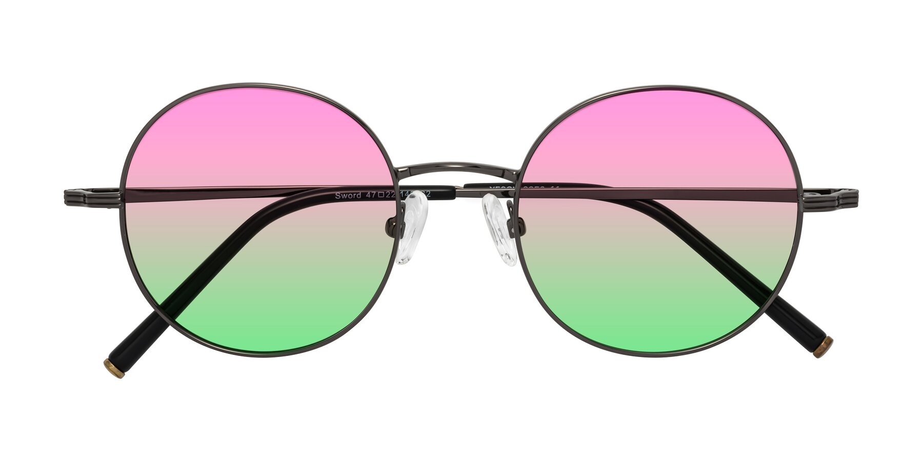 Folded Front of Sword in Gunmetal with Pink / Green Gradient Lenses