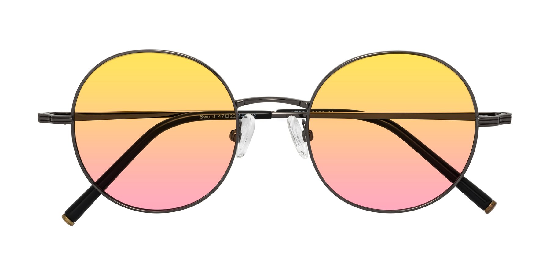 Folded Front of Sword in Gunmetal with Yellow / Pink Gradient Lenses