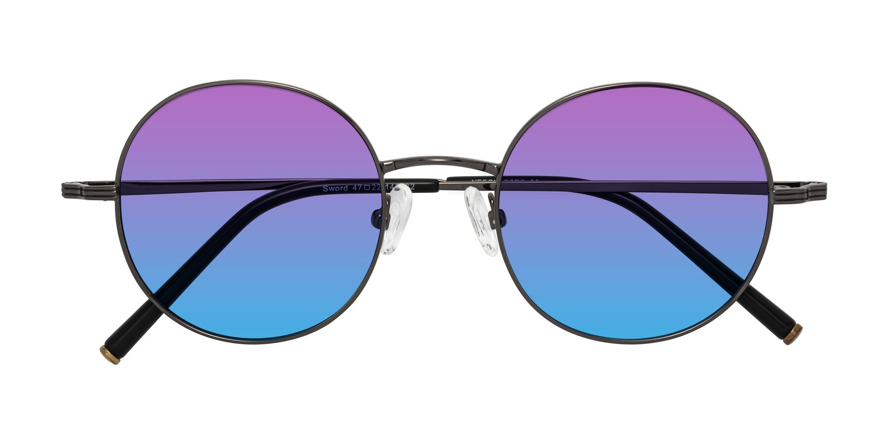 Folded Front of Sword in Gunmetal with Purple / Blue Gradient Lenses