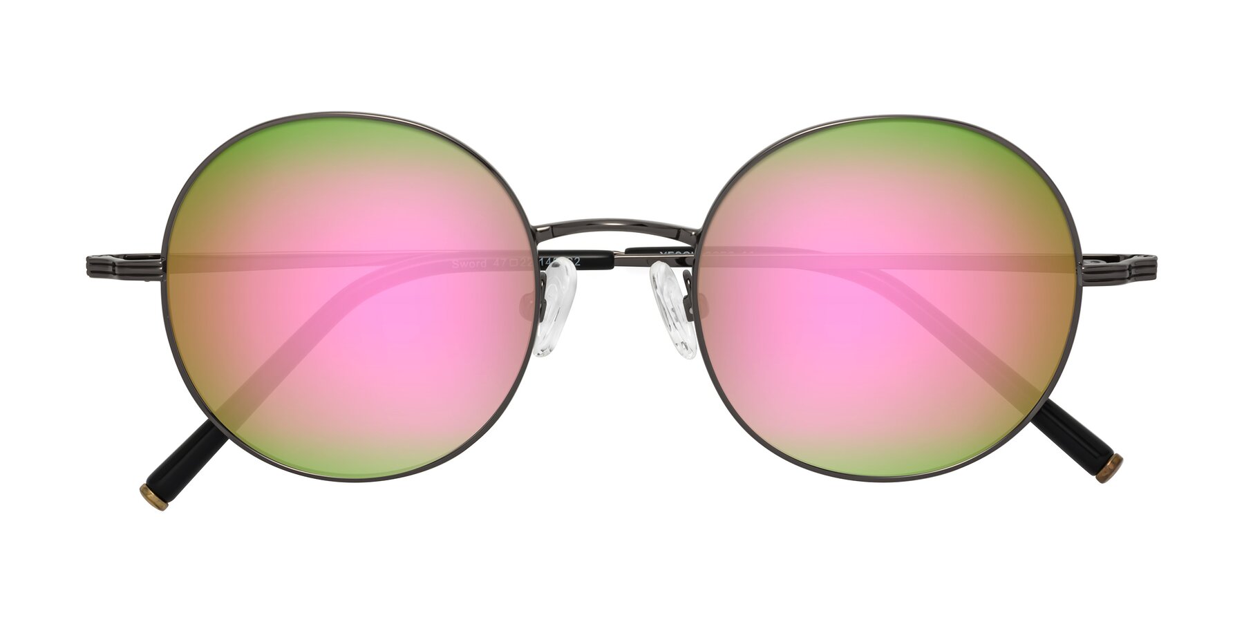 Folded Front of Sword in Gunmetal with Pink Mirrored Lenses