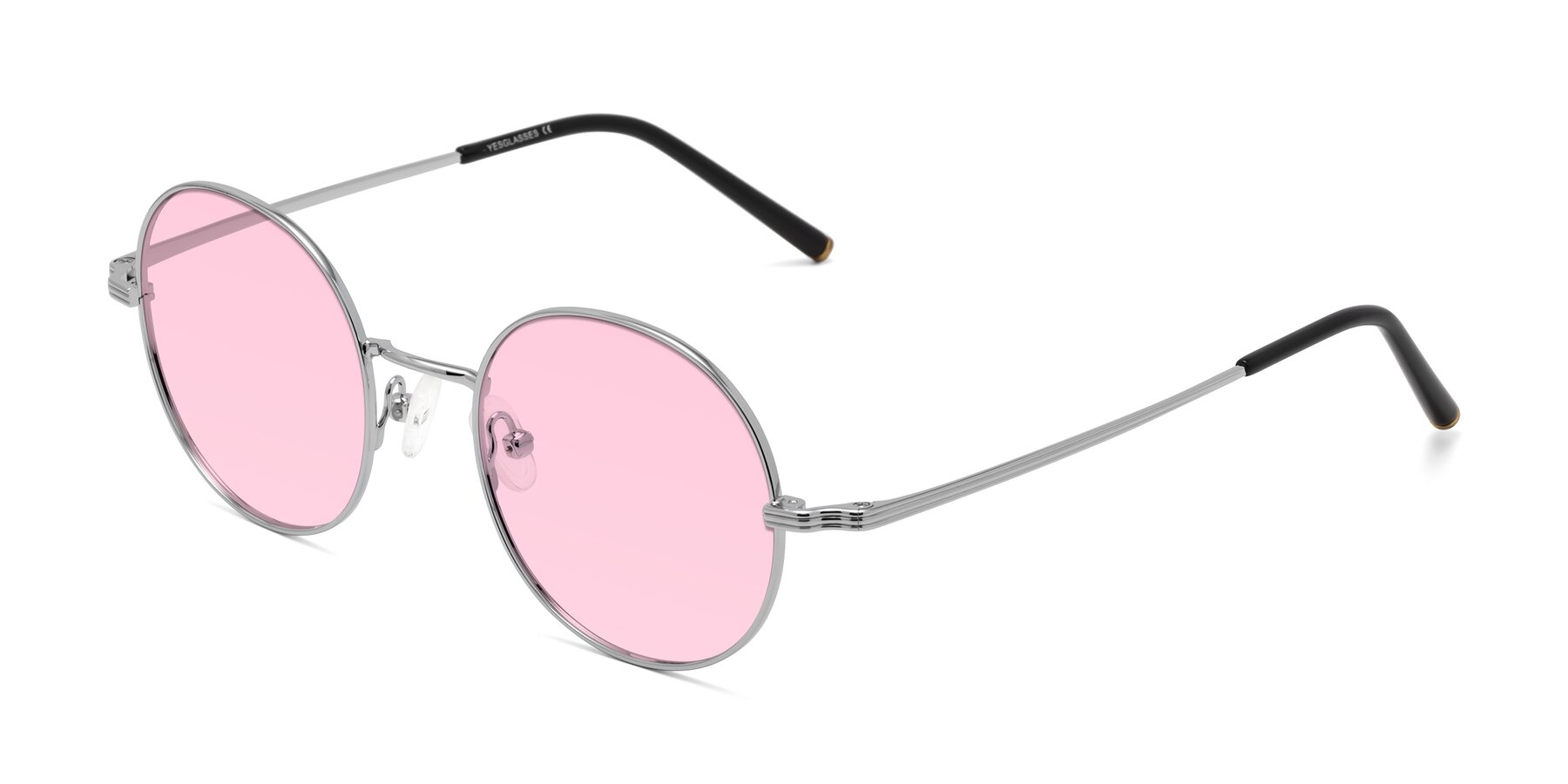 Angle of Sword in Silver with Light Pink Tinted Lenses