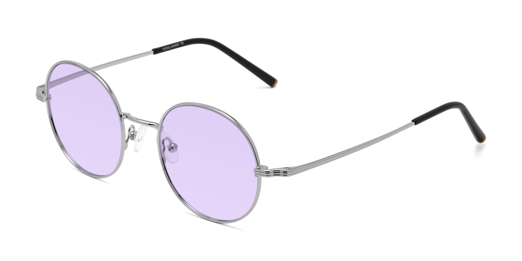 Angle of Sword in Silver with Light Purple Tinted Lenses