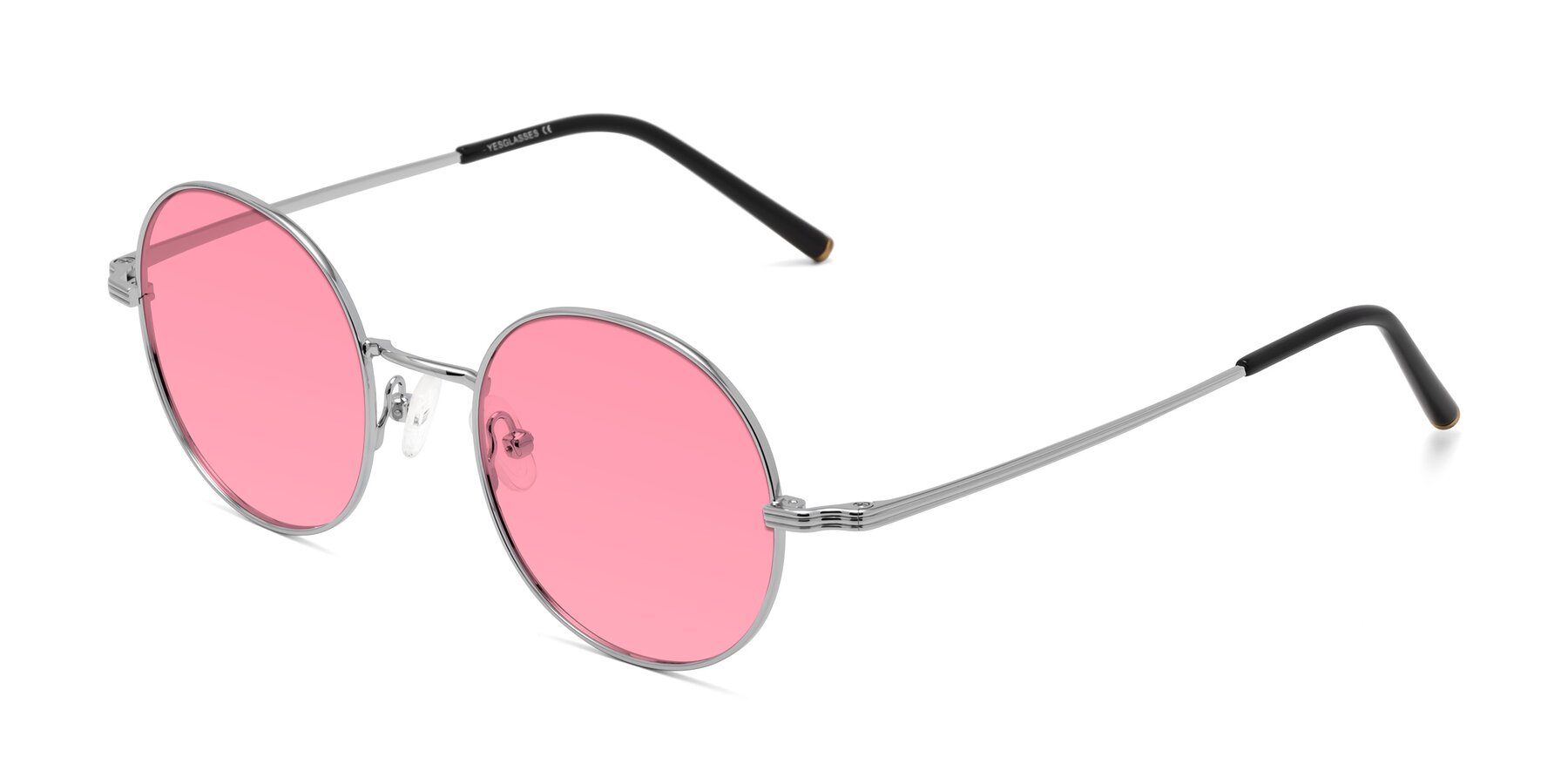 Angle of Sword in Silver with Pink Tinted Lenses