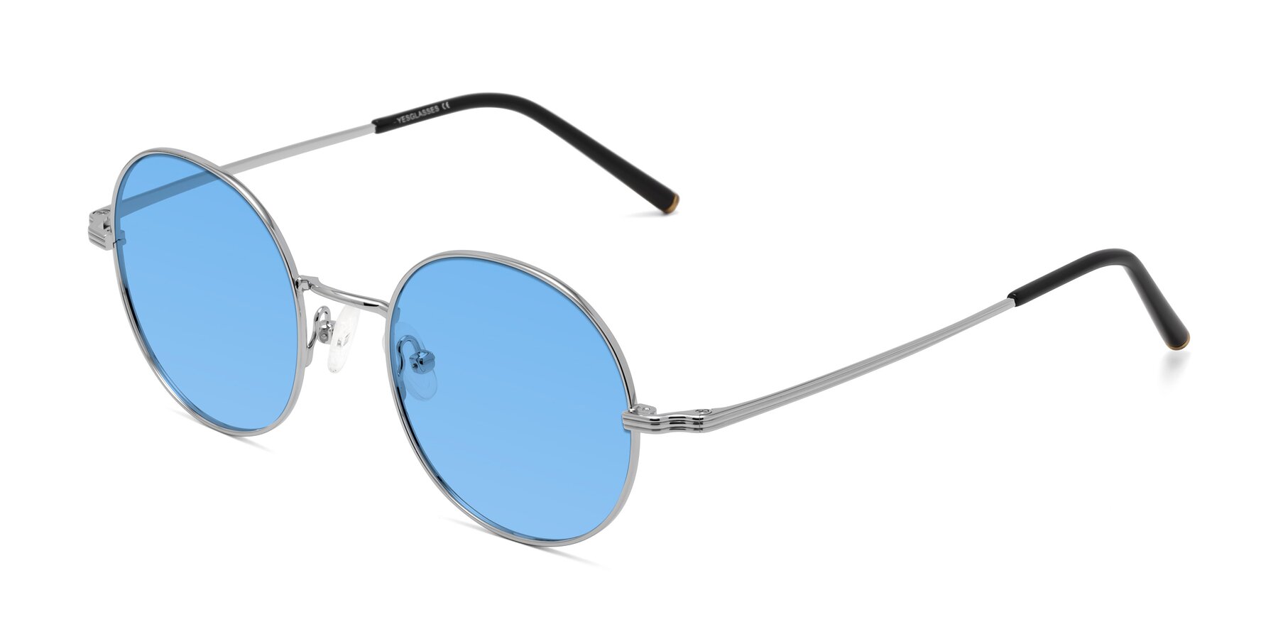 Angle of Sword in Silver with Medium Blue Tinted Lenses