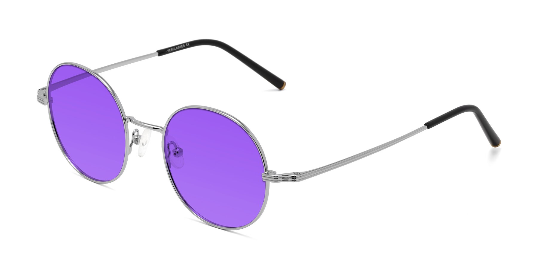 Angle of Sword in Silver with Purple Tinted Lenses