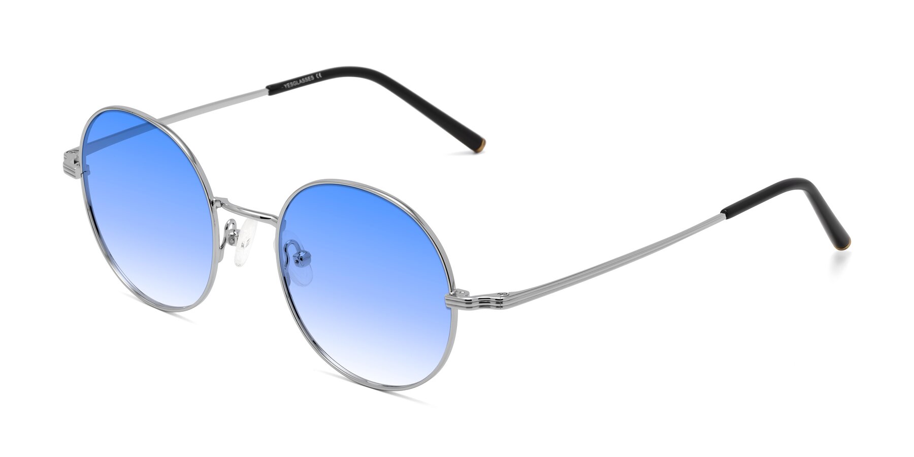 Angle of Sword in Silver with Blue Gradient Lenses