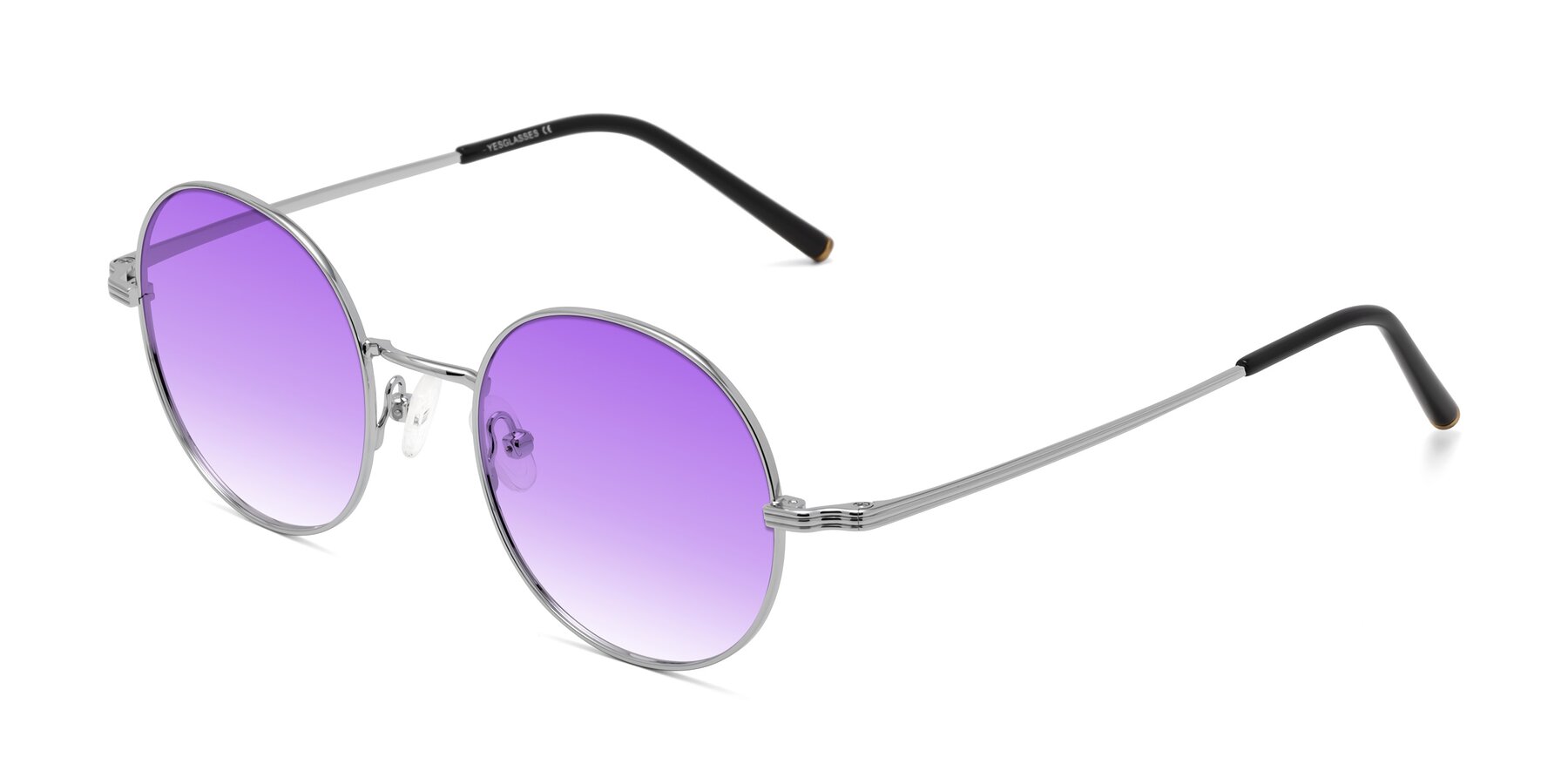 Angle of Sword in Silver with Purple Gradient Lenses