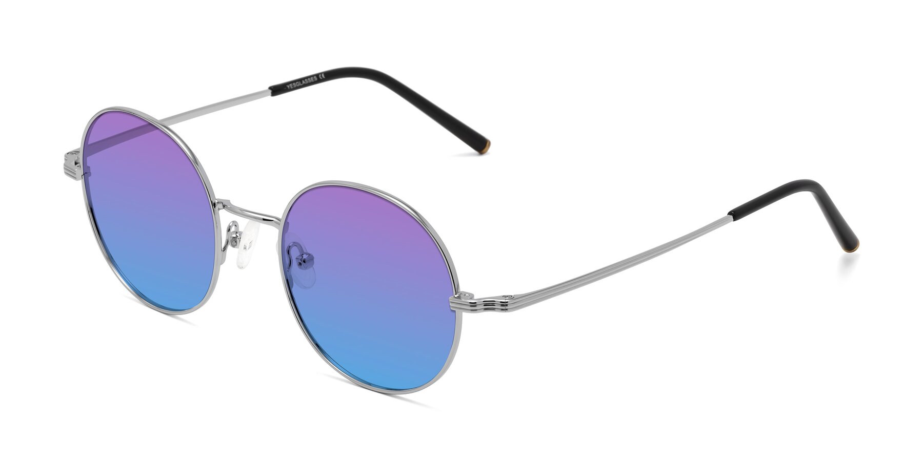 Angle of Sword in Silver with Purple / Blue Gradient Lenses