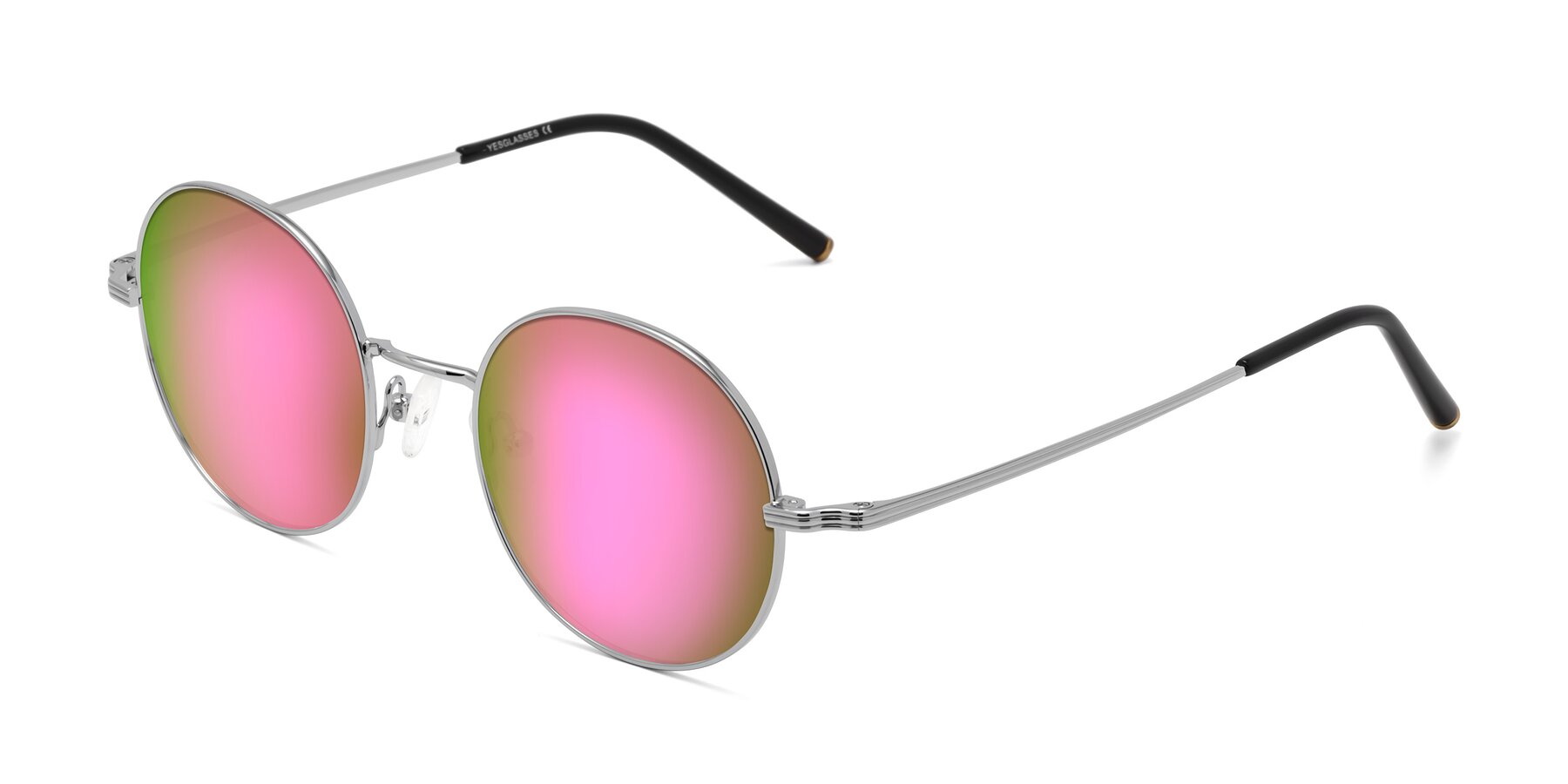 Angle of Sword in Silver with Pink Mirrored Lenses