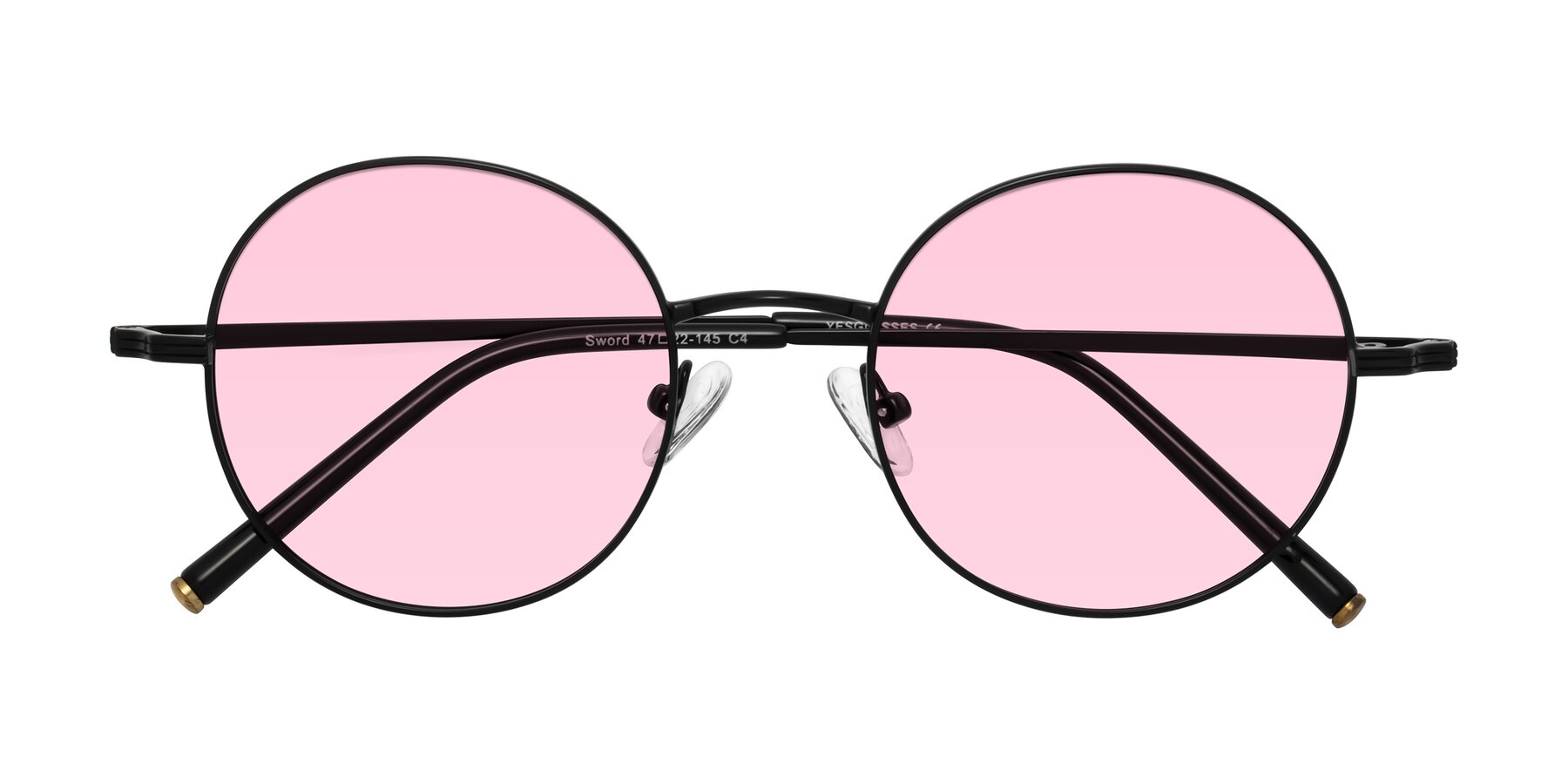 Folded Front of Sword in Black with Light Pink Tinted Lenses