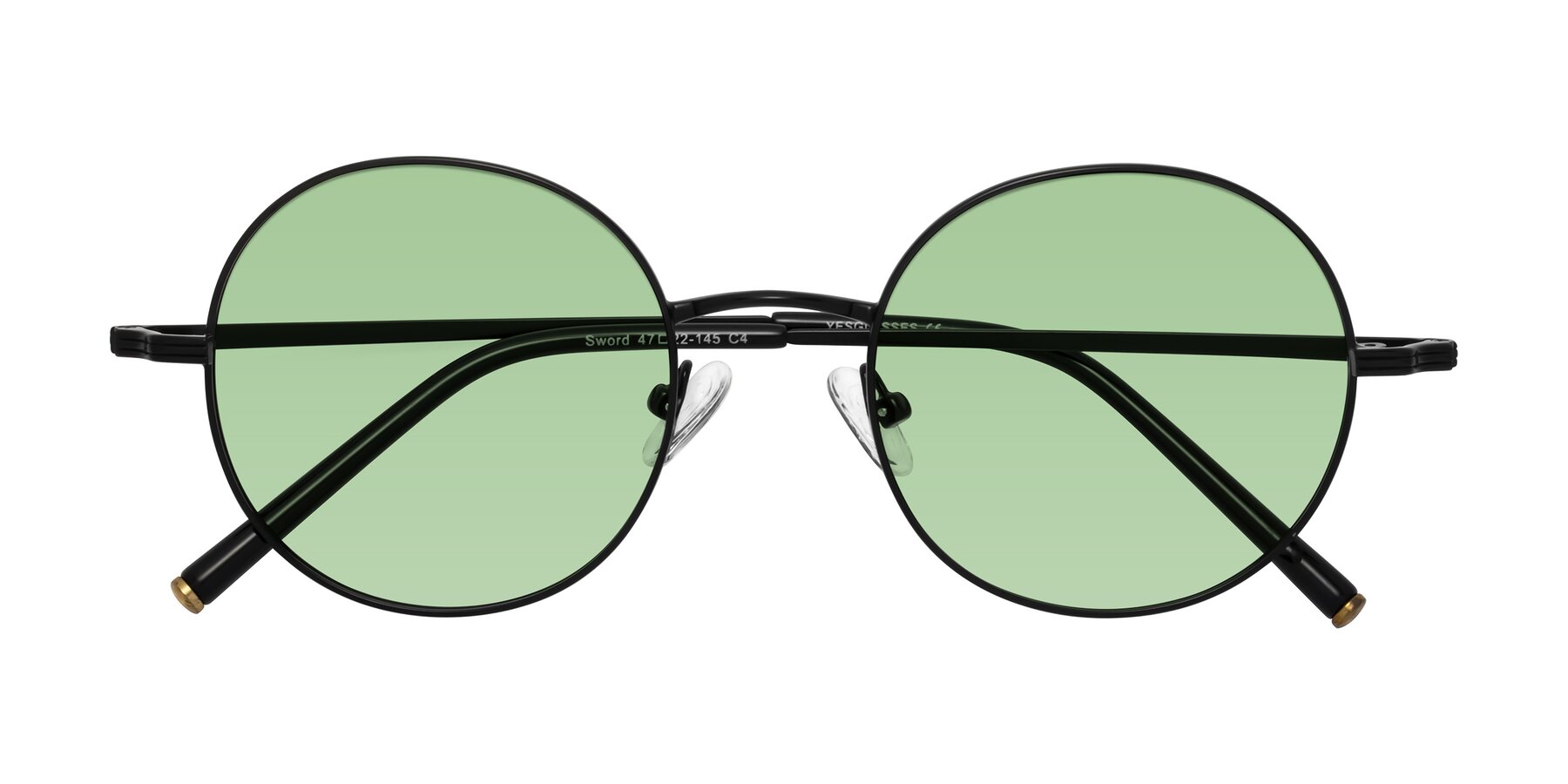 Folded Front of Sword in Black with Medium Green Tinted Lenses