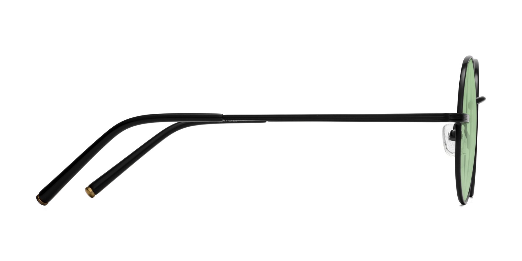 Side of Sword in Black with Medium Green Tinted Lenses