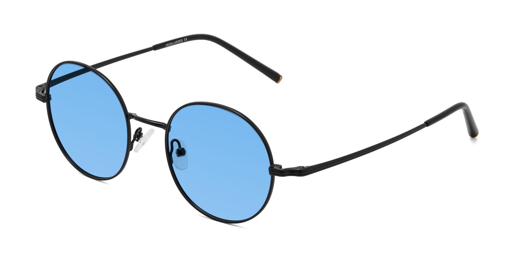 Angle of Sword in Black with Medium Blue Tinted Lenses