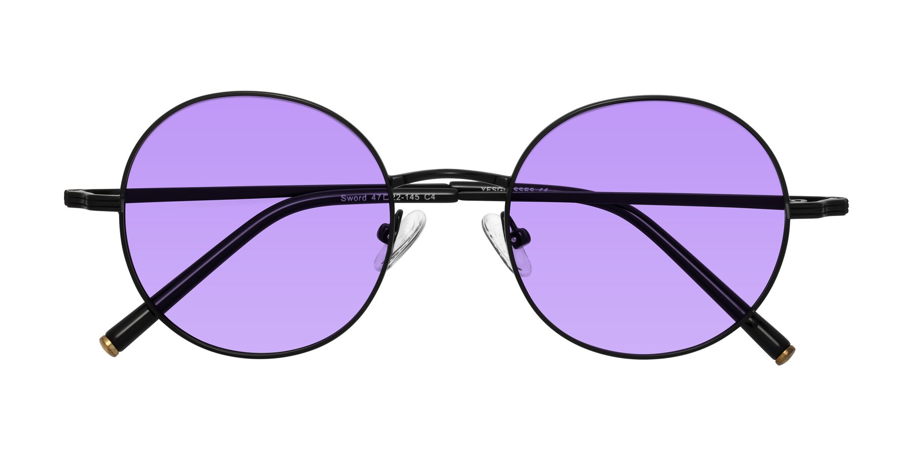 Folded Front of Sword in Black with Medium Purple Tinted Lenses