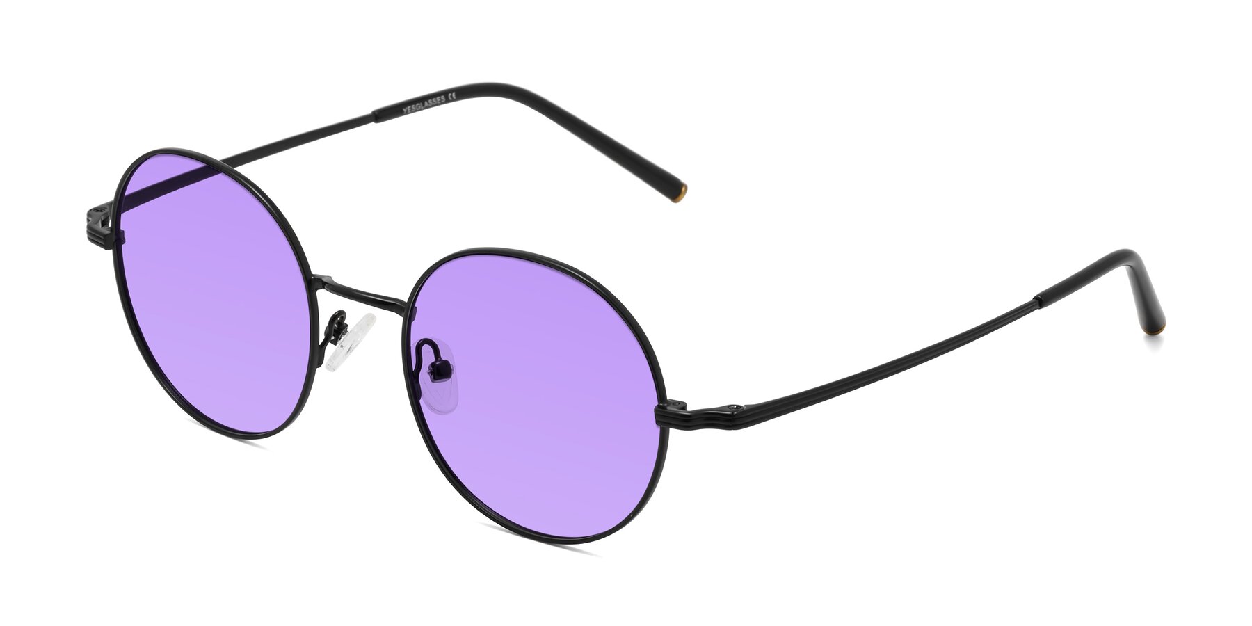 Angle of Sword in Black with Medium Purple Tinted Lenses