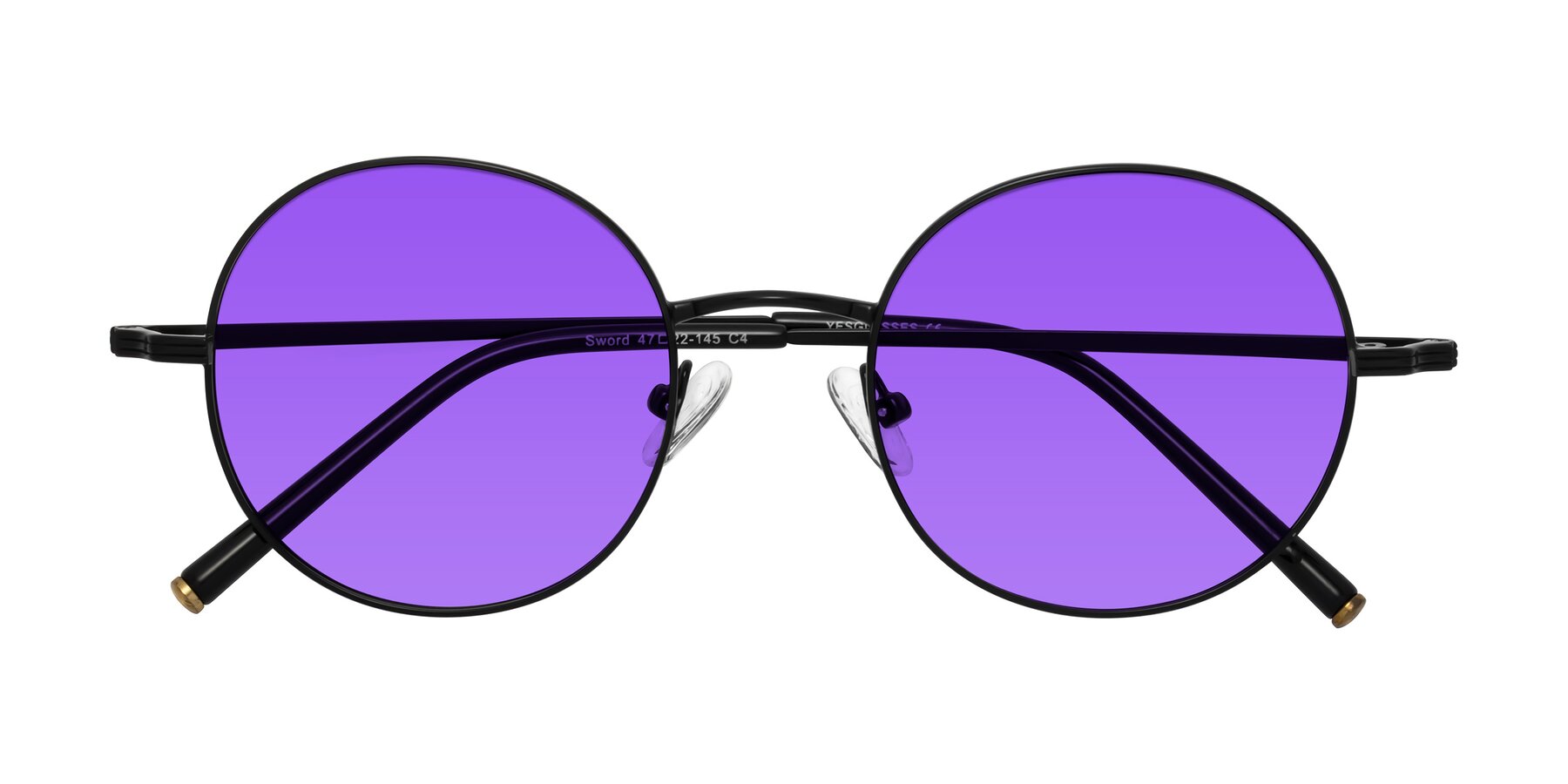 Folded Front of Sword in Black with Purple Tinted Lenses